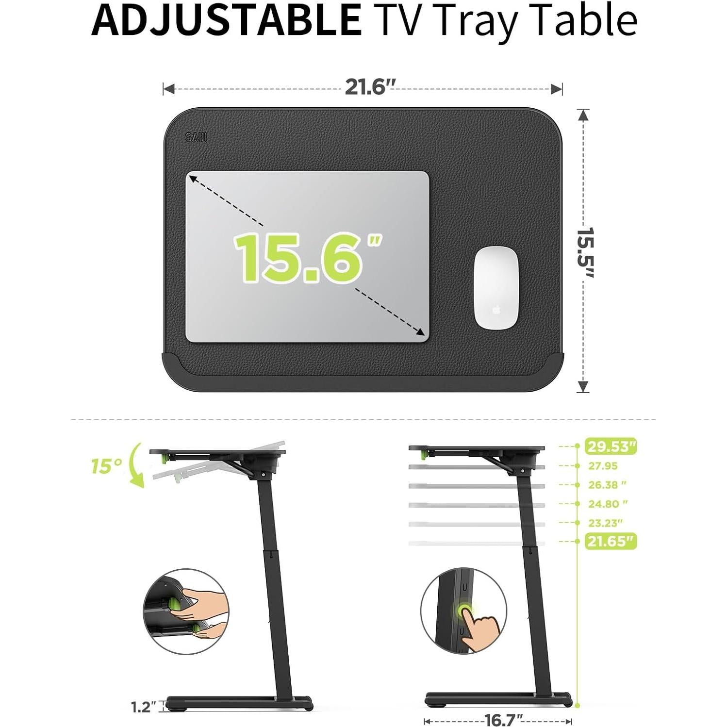 Mesa de bandeja de TV móvil SAIJI F1, ajustable y plegable