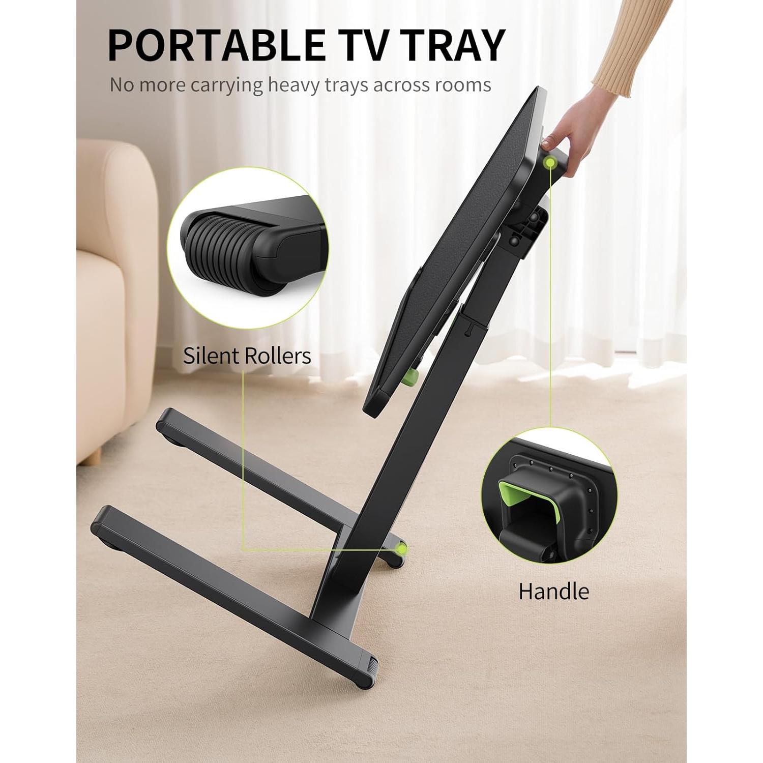 Mesa de bandeja de TV móvil SAIJI F1, ajustable y plegable