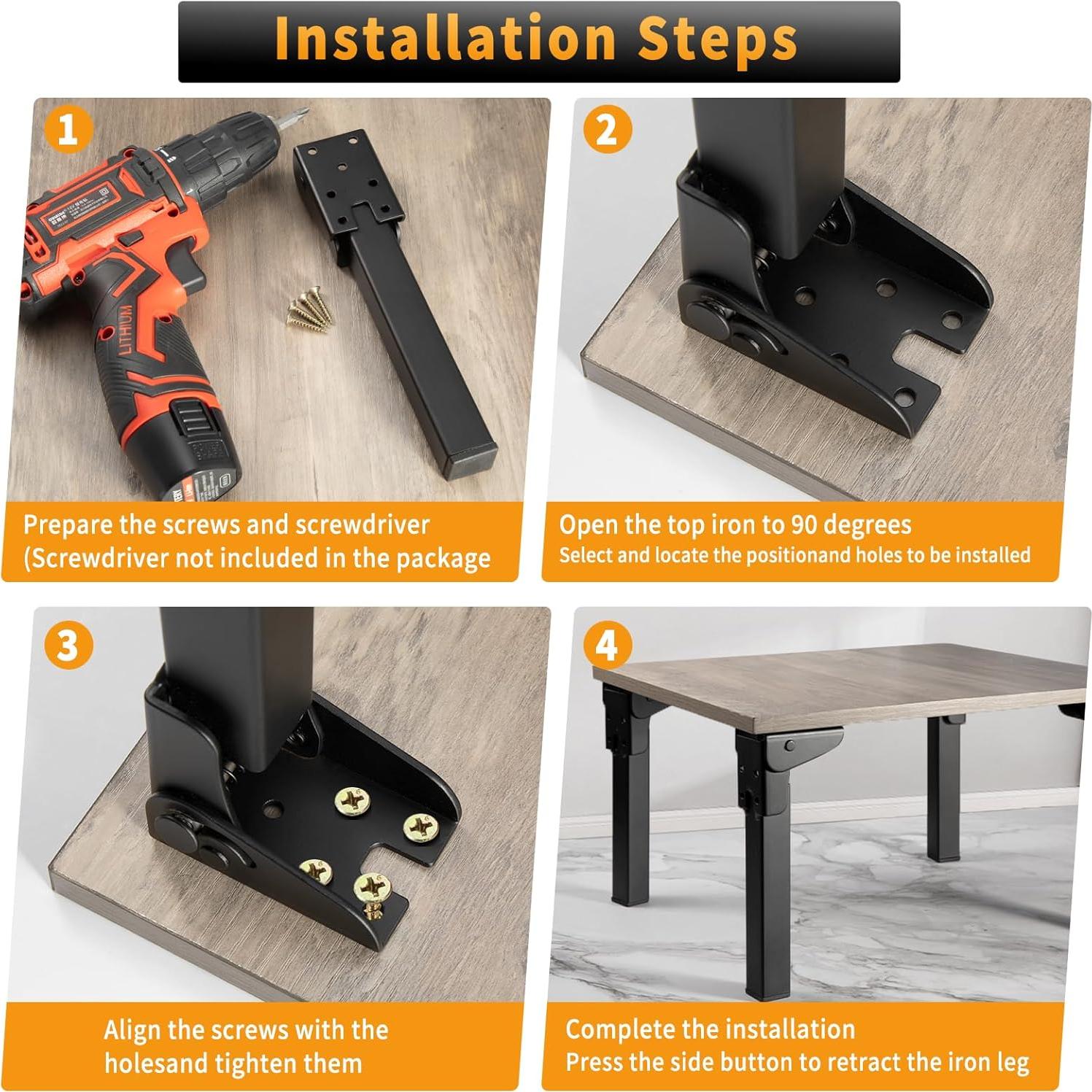4 Patas de Mesa Plegables O.HSNYIU 30 cm Alta Resistencia