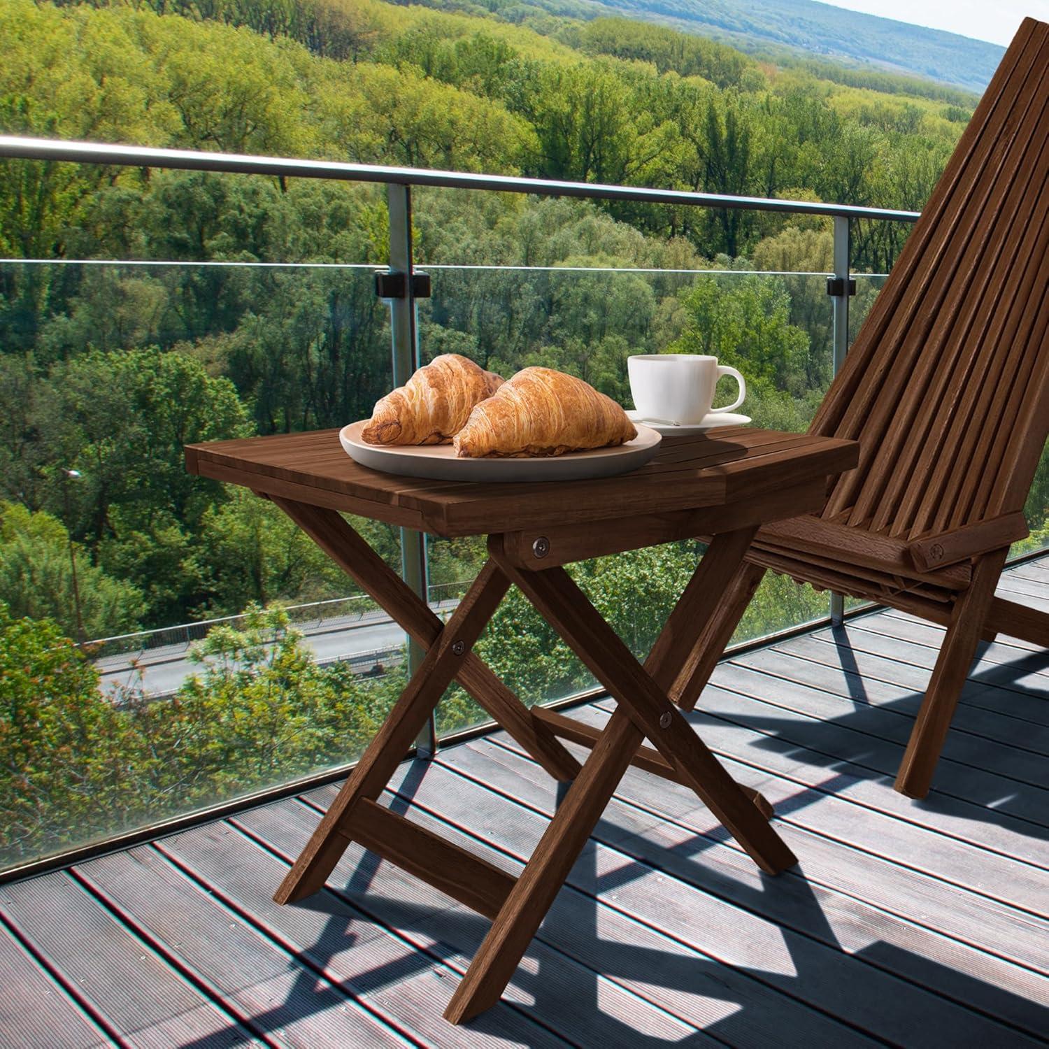 Mesa Plegable de Madera de Acacia Melino - 45x40 cm
