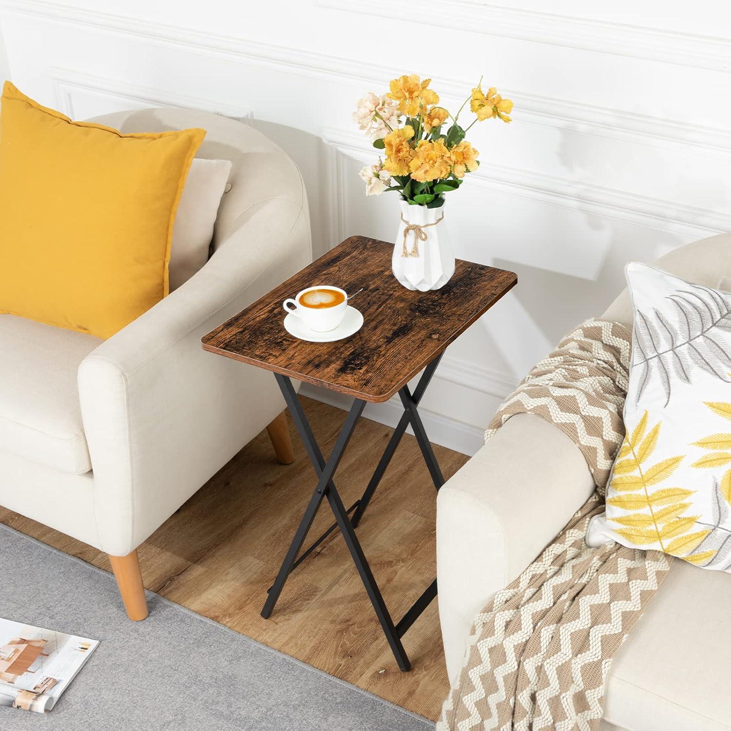 Mesa de bandeja de TV plegable HOOBRO 48x36 cm marrón rústico