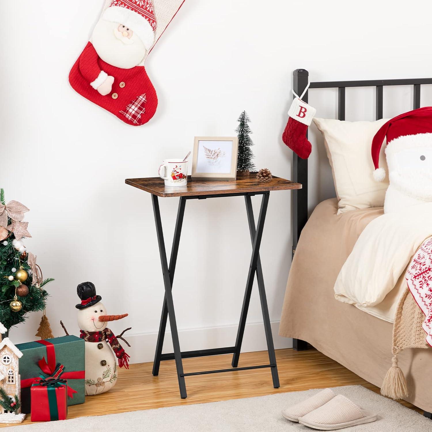 Mesa de bandeja de TV plegable HOOBRO 48x36 cm marrón rústico