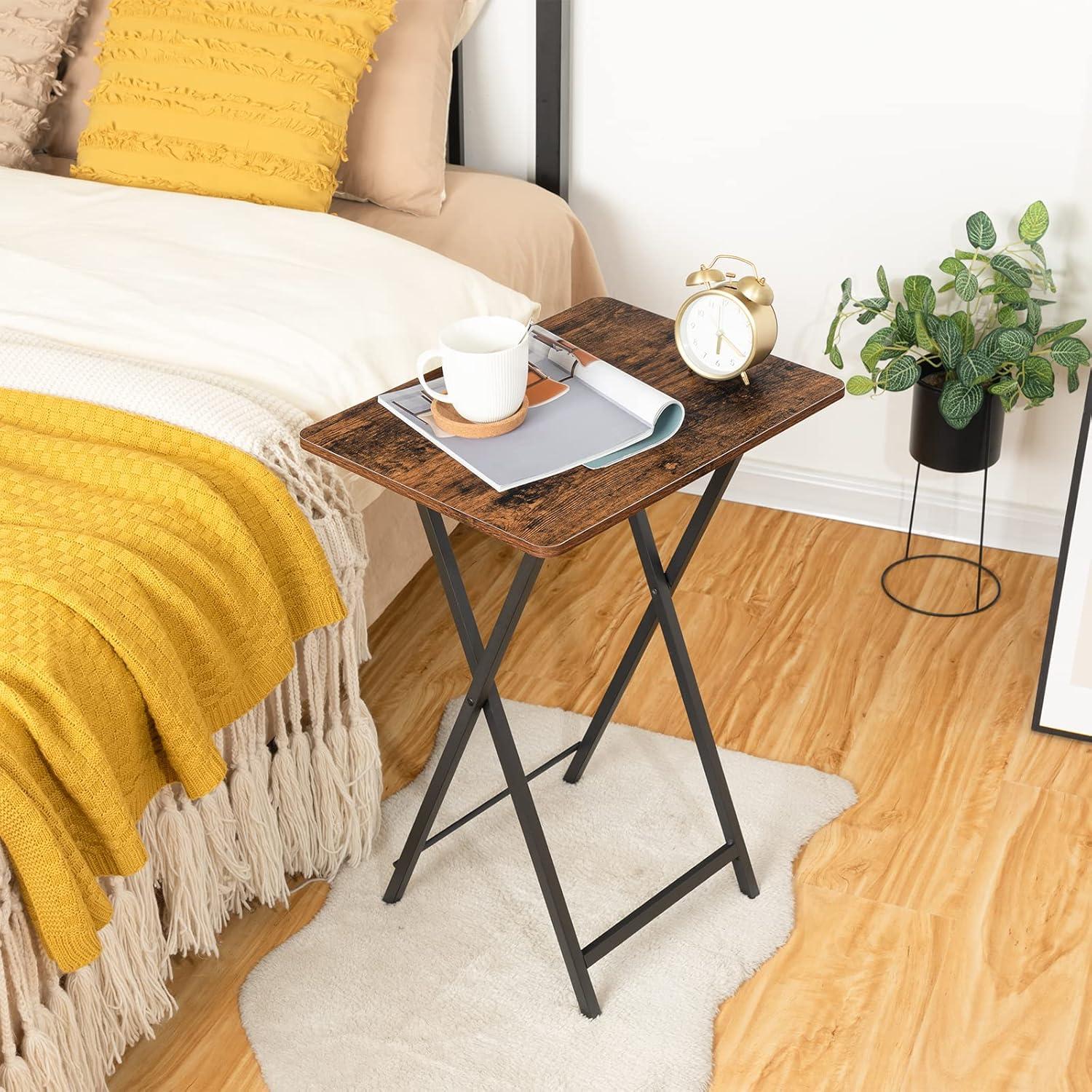 Mesa de bandeja de TV plegable HOOBRO 48x36 cm marrón rústico