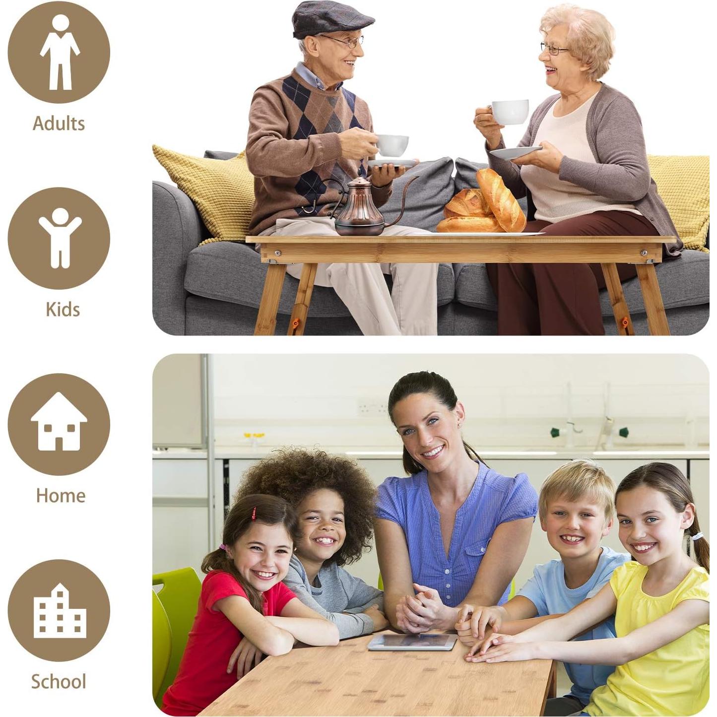 Mesa de Suelo Ajustable Nnewvante de Bambú 85.1x45cm Plegable