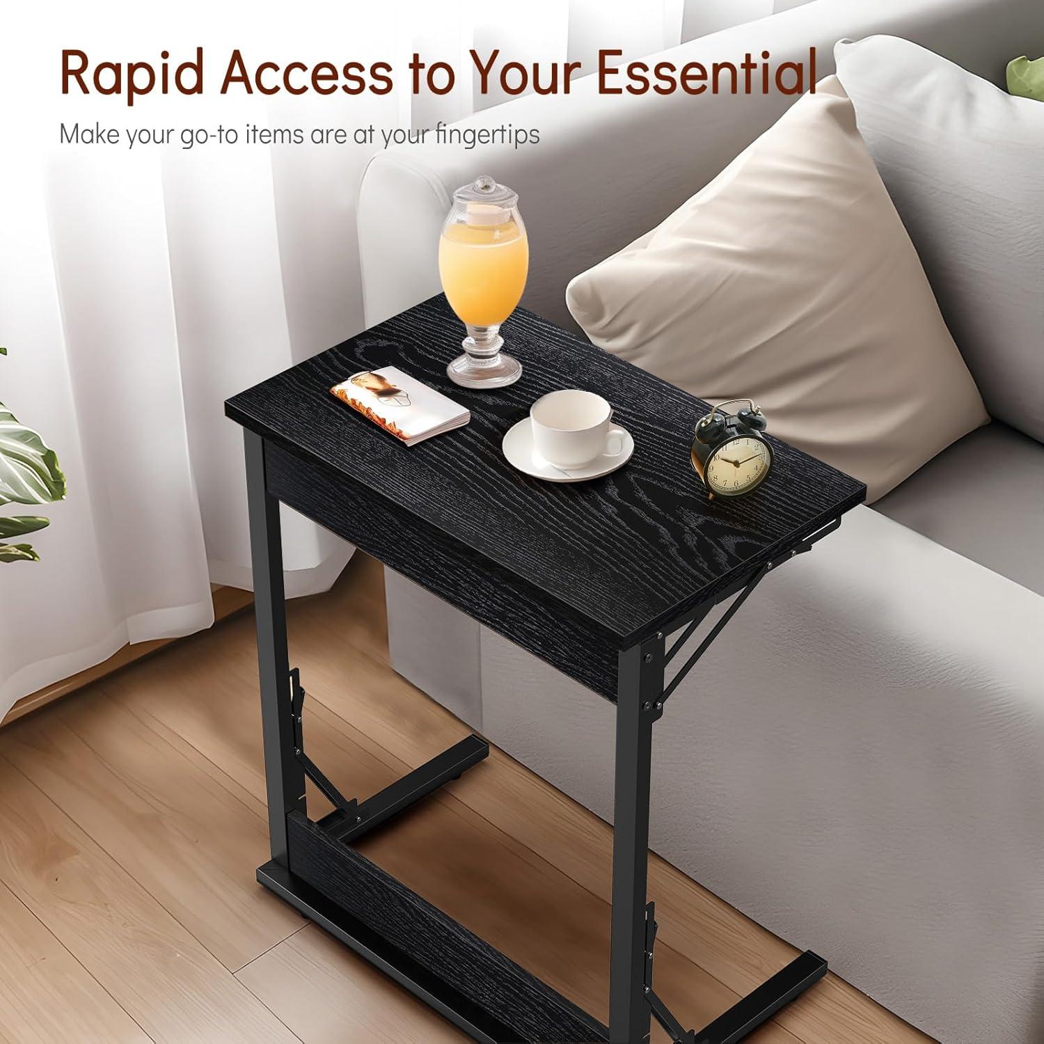 Mesa C Plegable Tatub 60x37 cm Negra para Sofá y TV