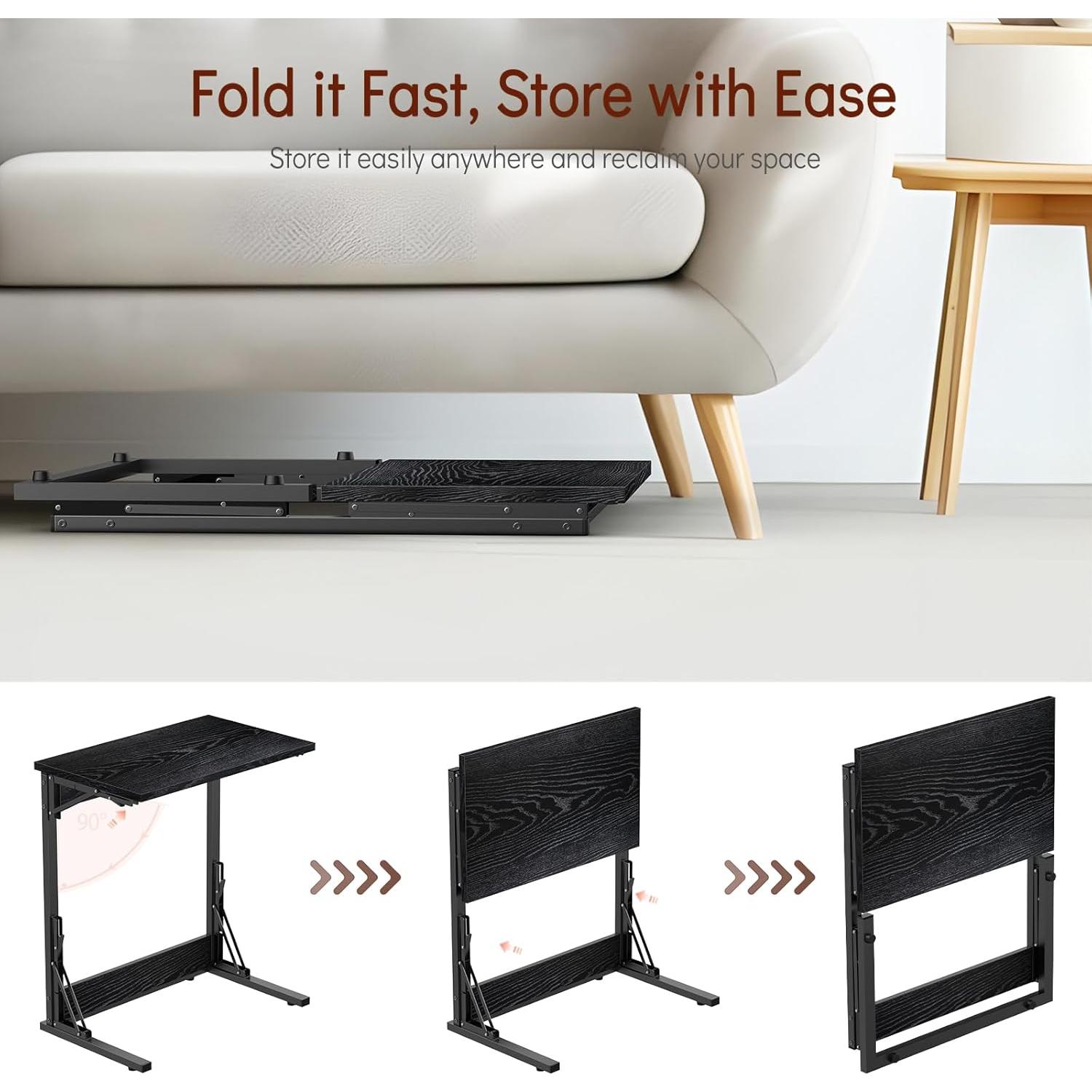 Mesa C Plegable Tatub 60x37 cm Negra para Sofá y TV