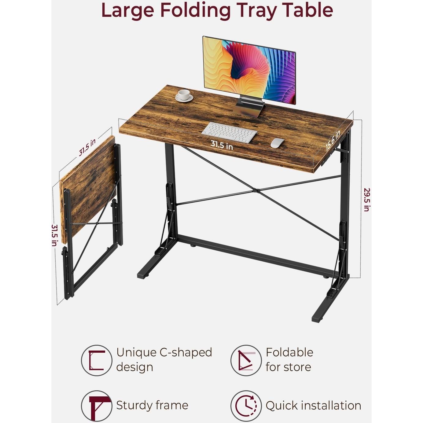 Escritorio Plegable Vantic Marrón Rústico 80x40x75 cm