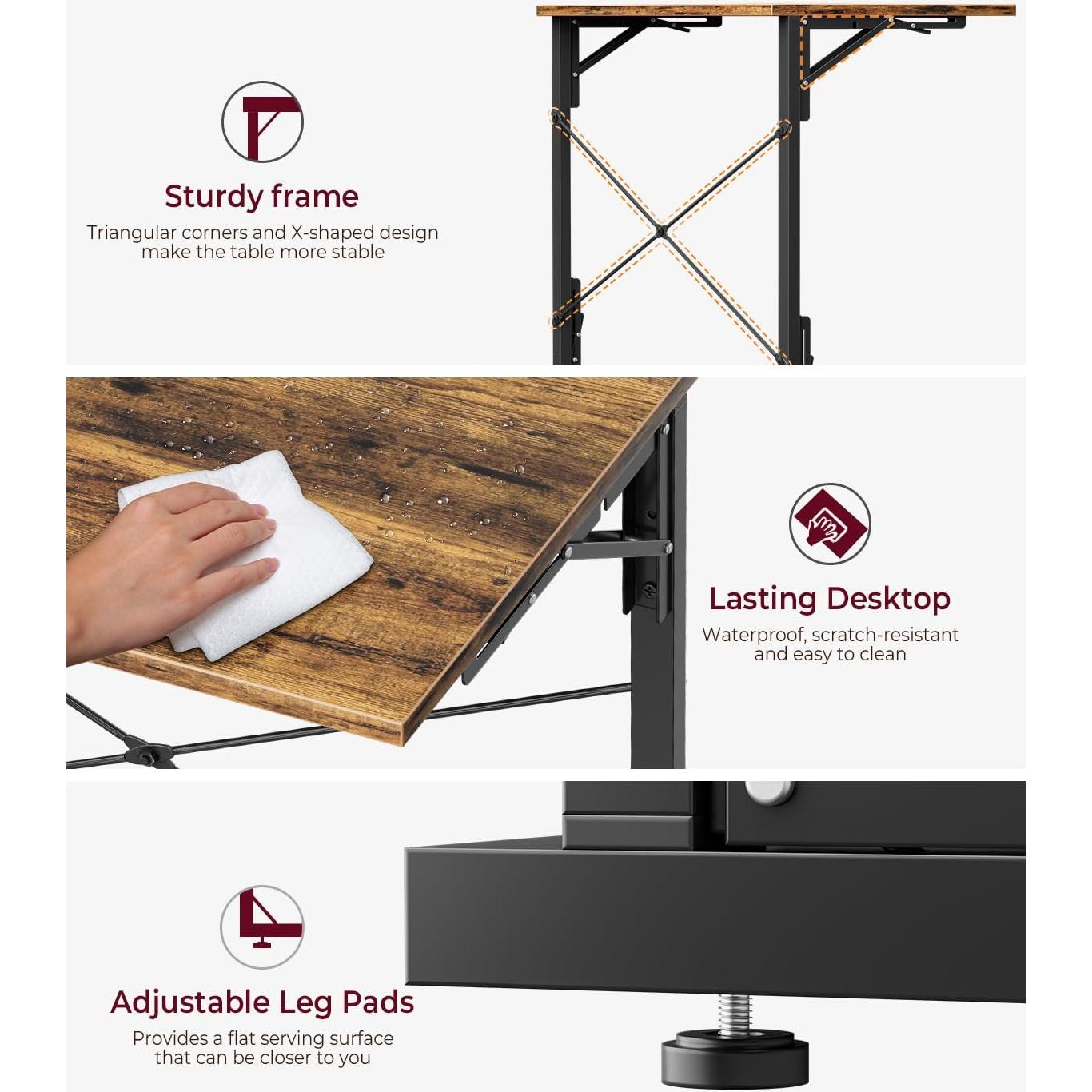 Escritorio Plegable Vantic Marrón Rústico 80x40x75 cm