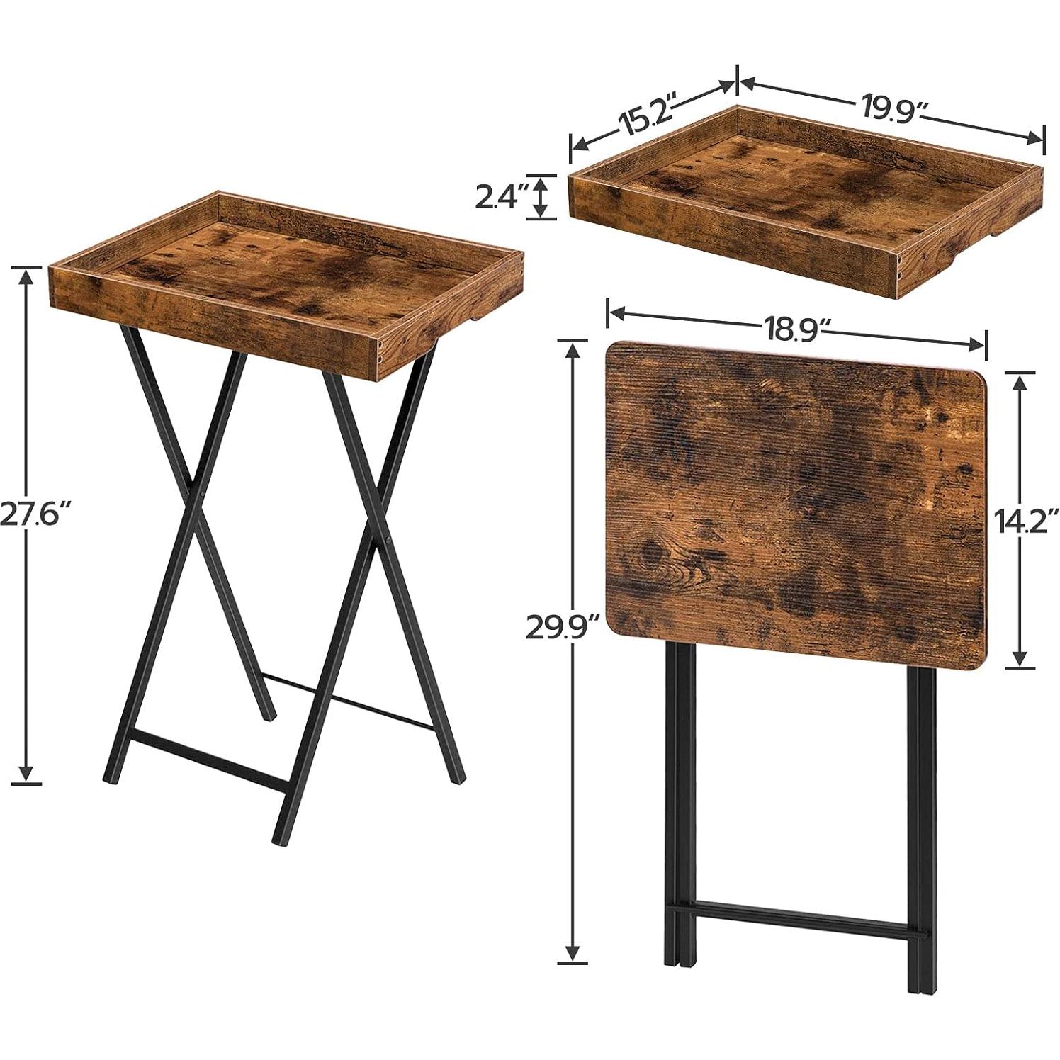 Mesa Plegable para TV HOOBRO con Bandeja Extraíble Marrón Rústico