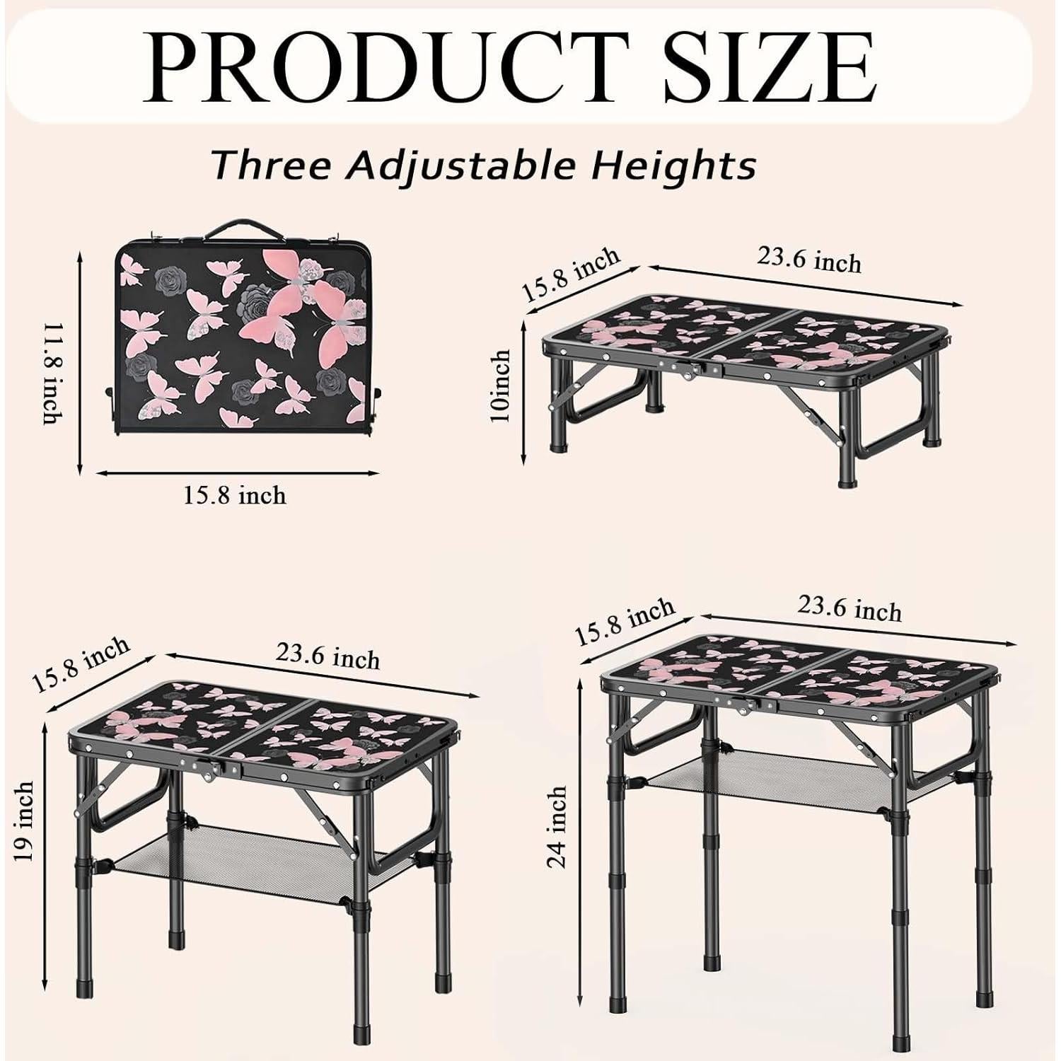 Mesa Plegable YihuiKo Mariposa 61 cm Ajustable Ligera