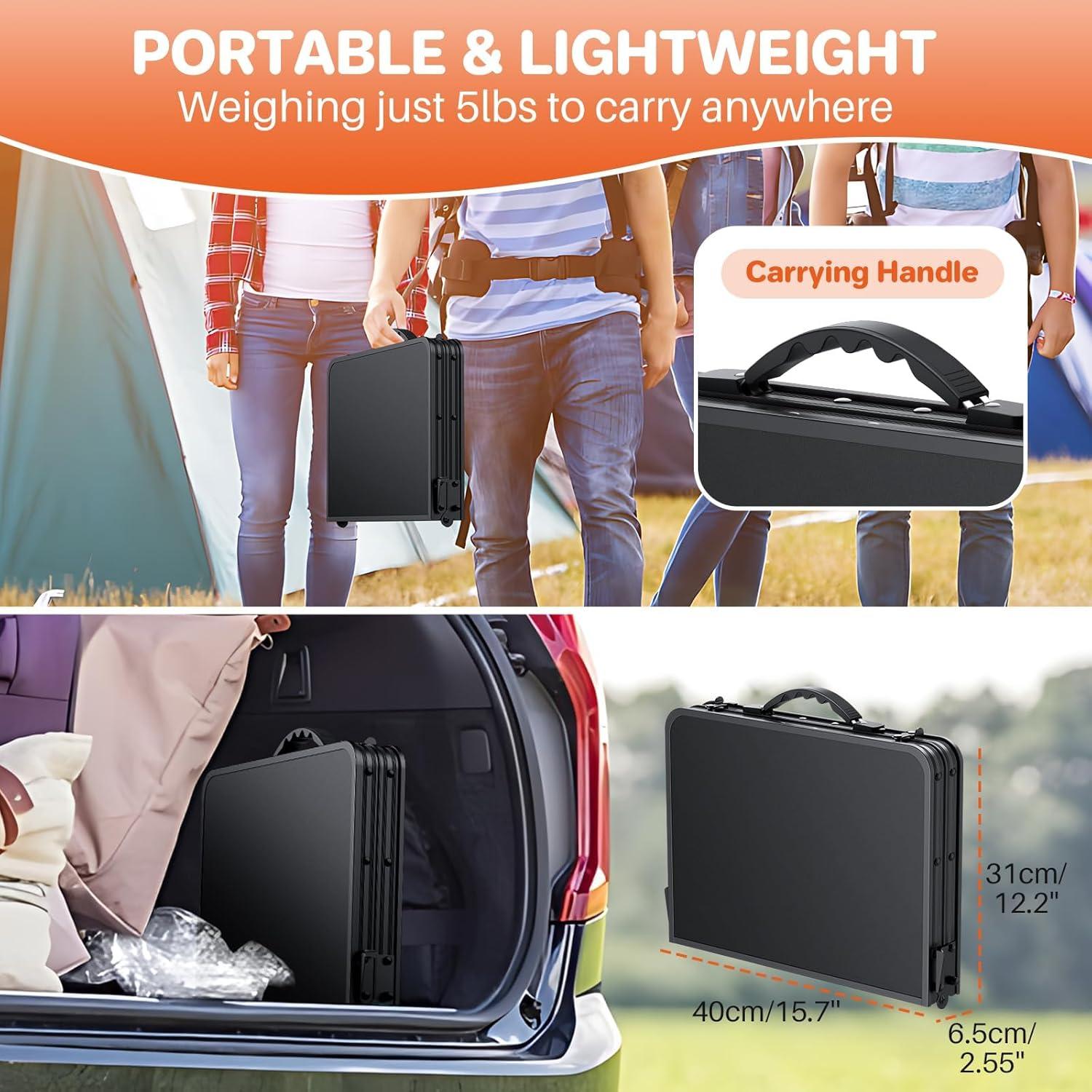 Mesa de Camping Plegable FUNYKICH 3 Alturas Ajustables Negra