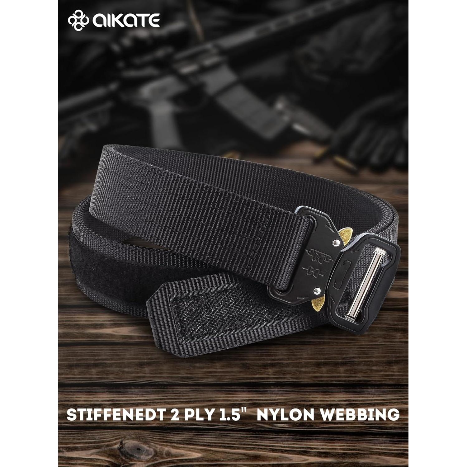 Cinturón Táctico AIKATE Nylon Resistente Negro S-XL