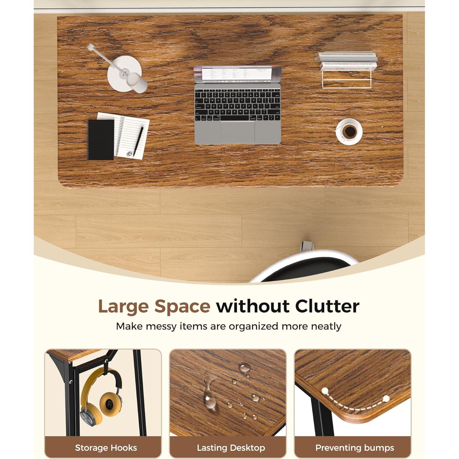 Escritorio Plegable Pequeño POLWKZU 80 cm Rústico para Oficina