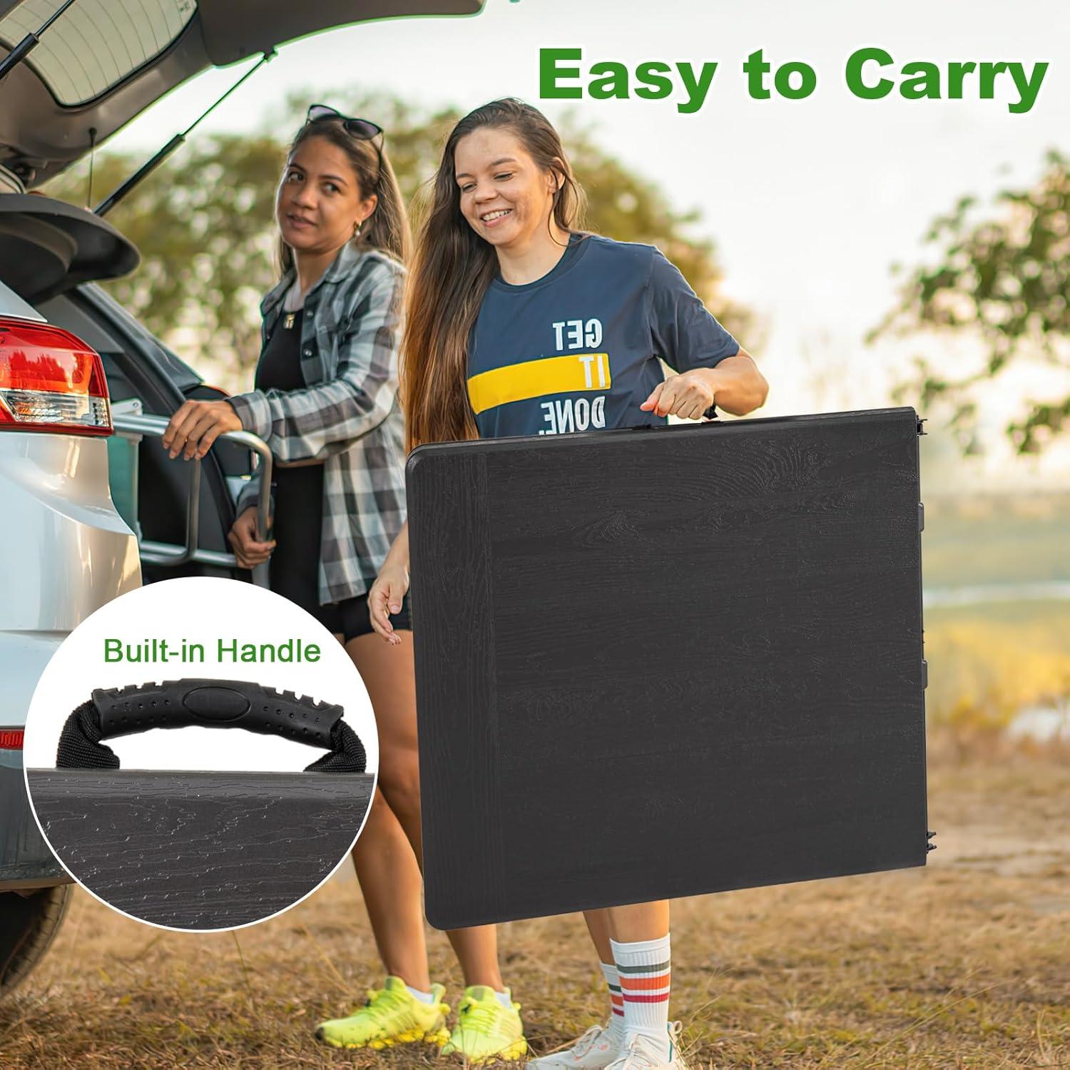 Mesa Plegable Tangkula 5FT Negra para 4-6 Personas