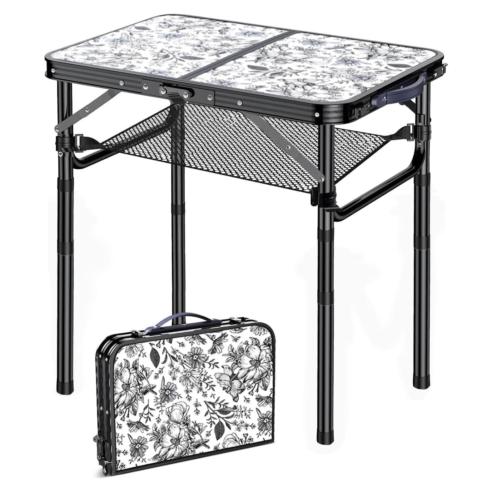 Mesa Lateral Plegable Yriuat 3 Alturas Ajustables Aluminio