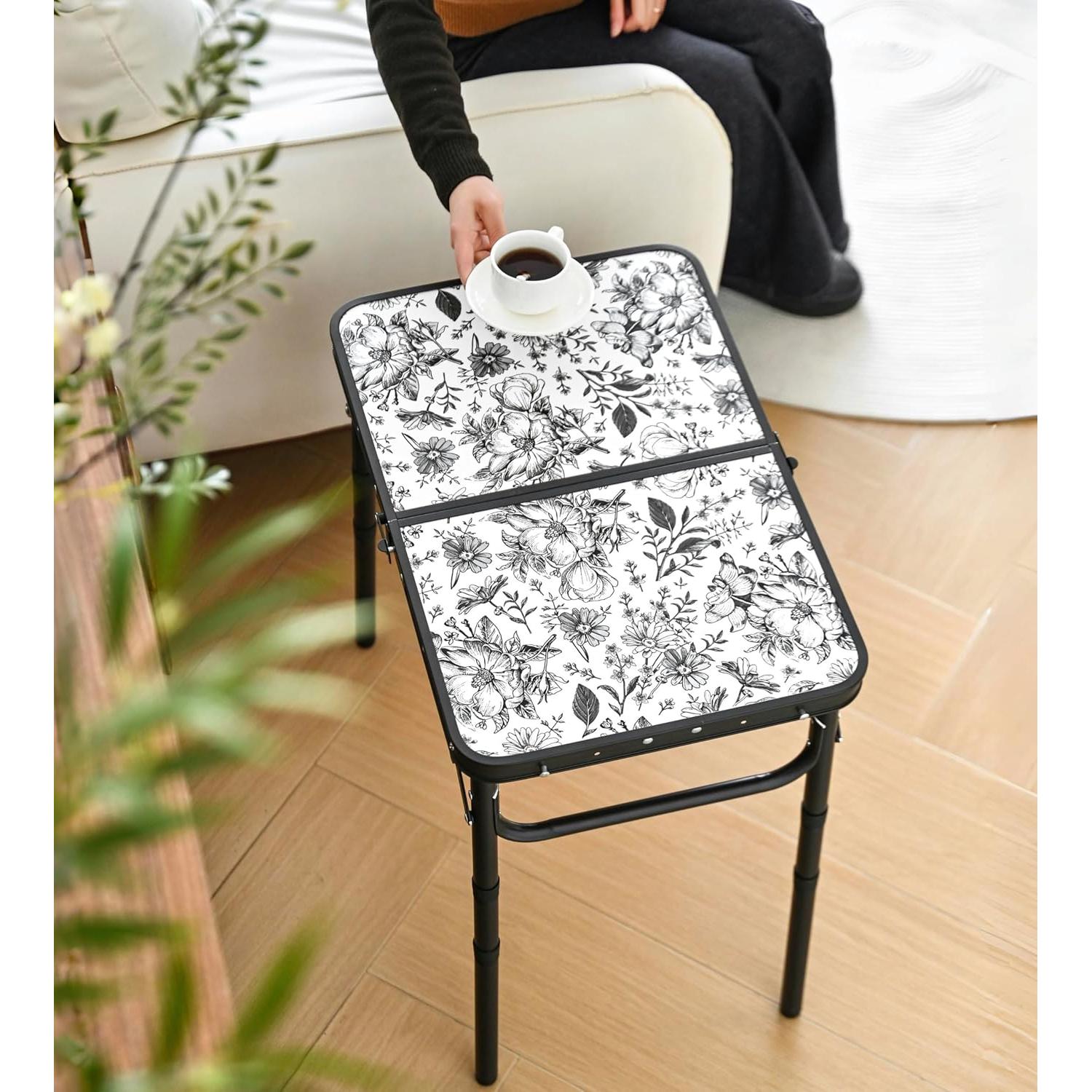 Mesa Lateral Plegable Yriuat 3 Alturas Ajustables Aluminio