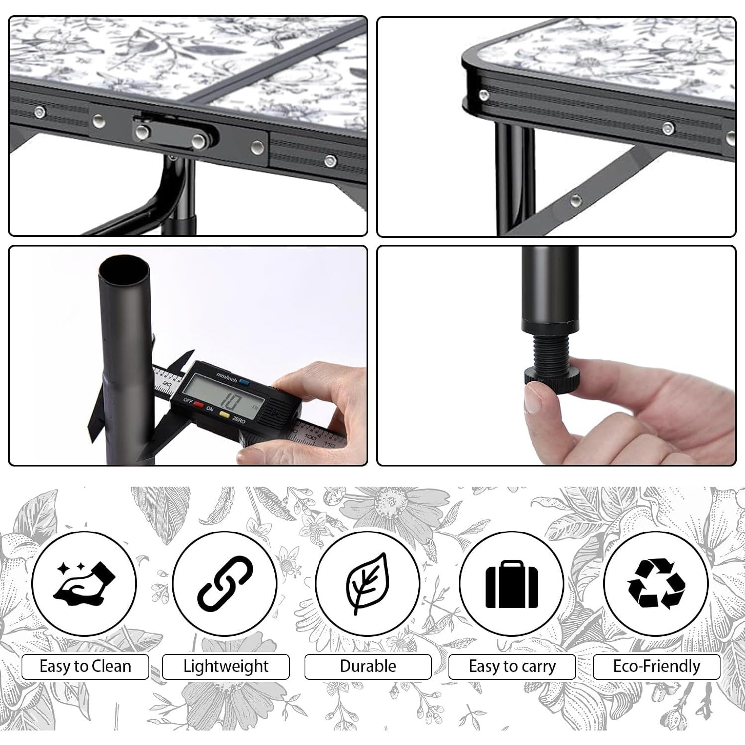 Mesa Lateral Plegable Yriuat 3 Alturas Ajustables Aluminio