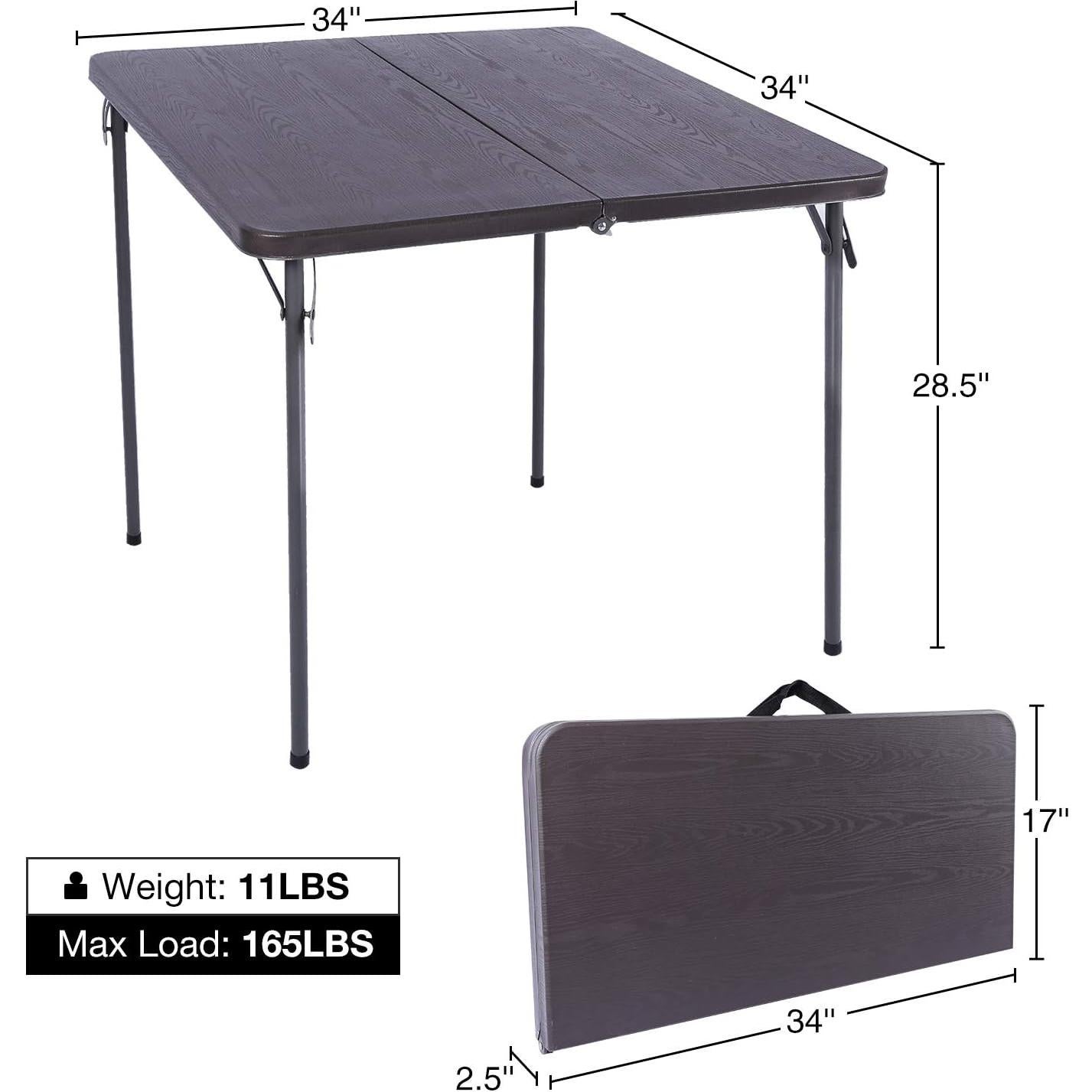 Mesa Plegable Cuadrada REDCAMP 86.36 cm Resina Marrón