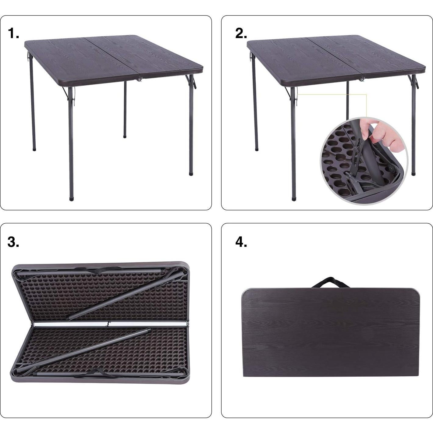 Mesa Plegable Cuadrada REDCAMP 86.36 cm Resina Marrón