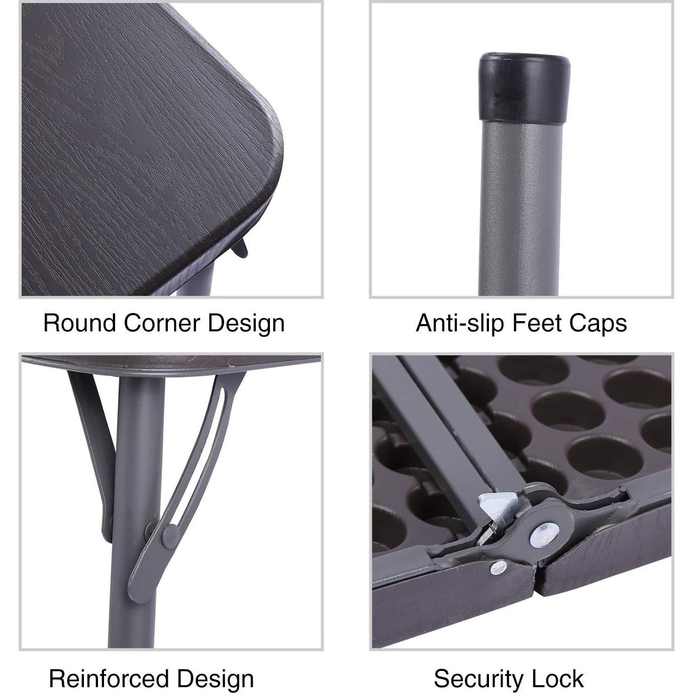 Mesa Plegable Cuadrada REDCAMP 86.36 cm Resina Marrón