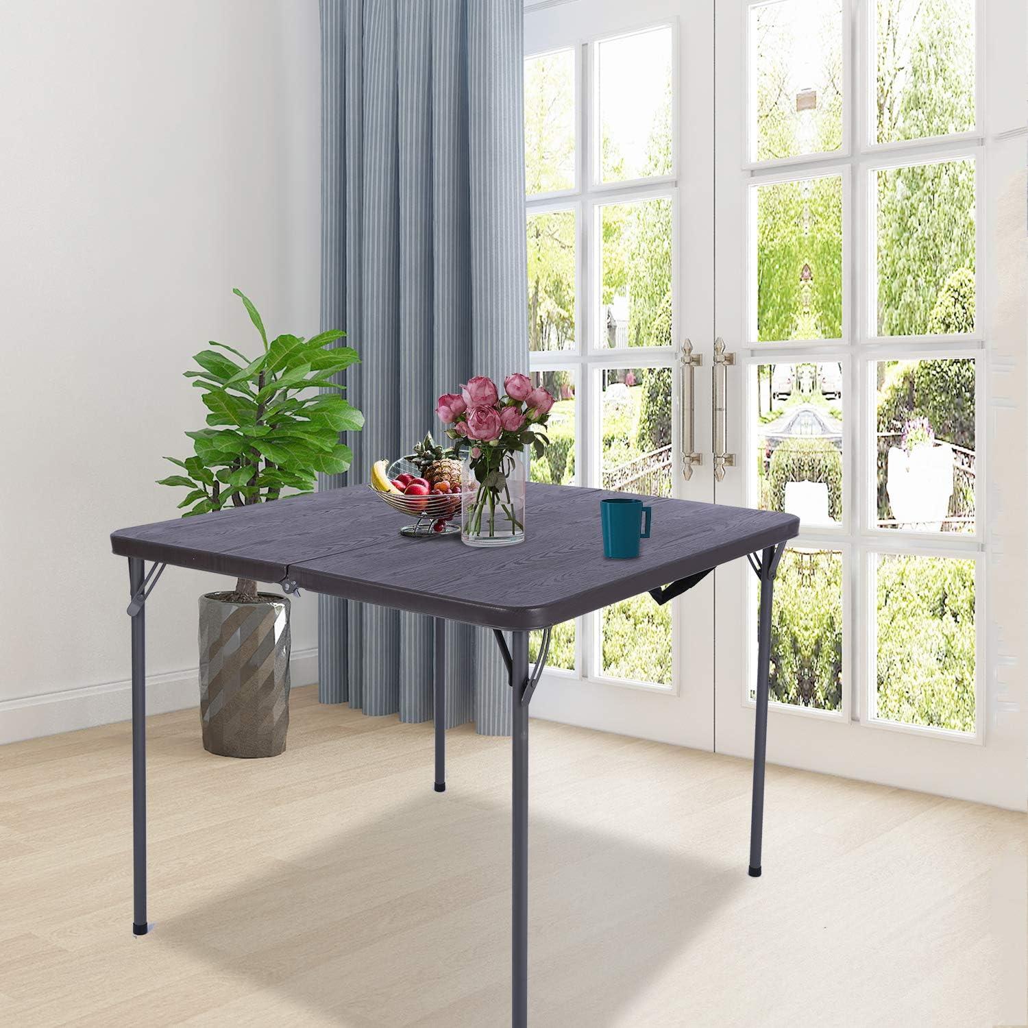 Mesa Plegable Cuadrada REDCAMP 86.36 cm Resina Marrón