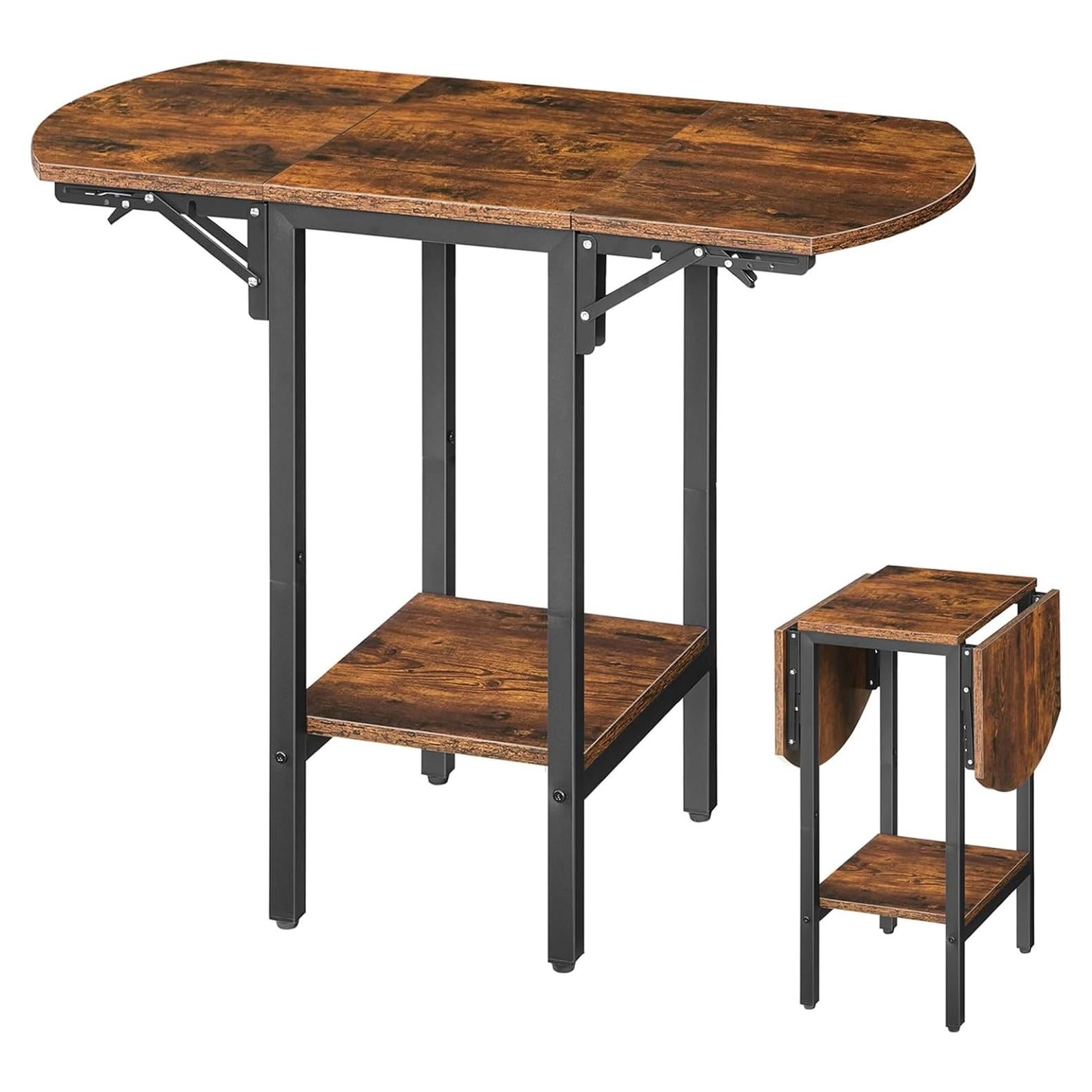 Mesa Lateral Plegable HOOBRO BF172BZ01, 84x38cm, Marrón Rústico