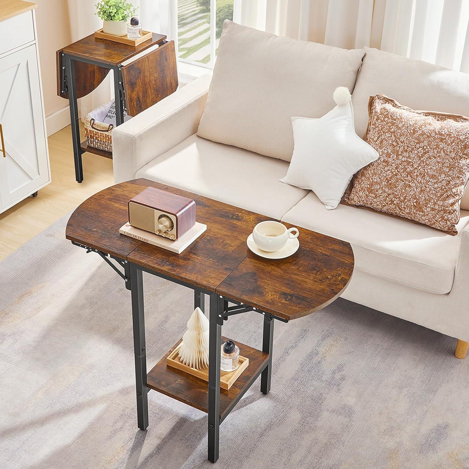 Mesa Lateral Plegable HOOBRO BF172BZ01, 84x38cm, Marrón Rústico