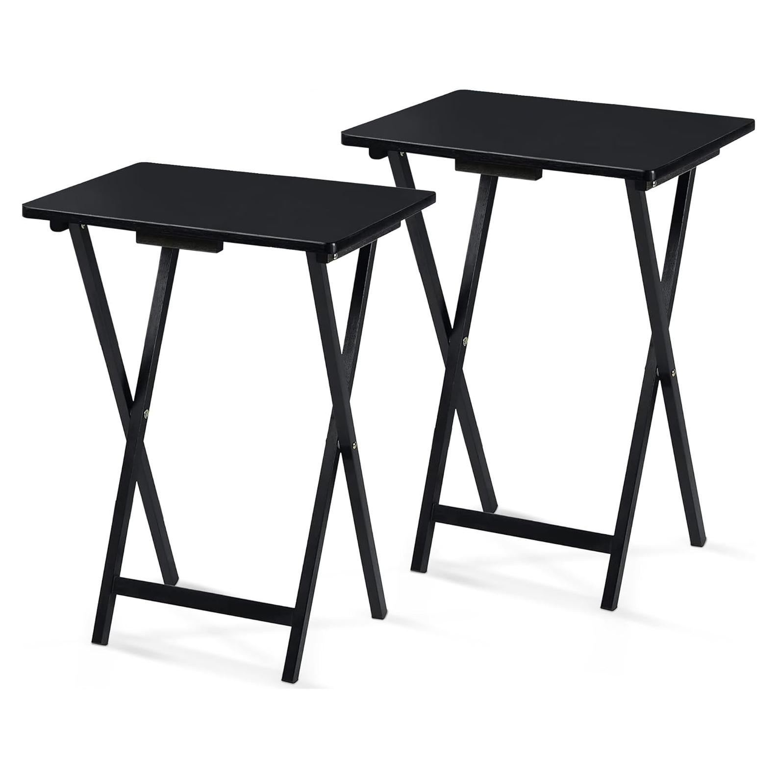 Conjunto de 2 Mesas Plegables PJ Wood, Color Negro, 48.4x37x66 cm