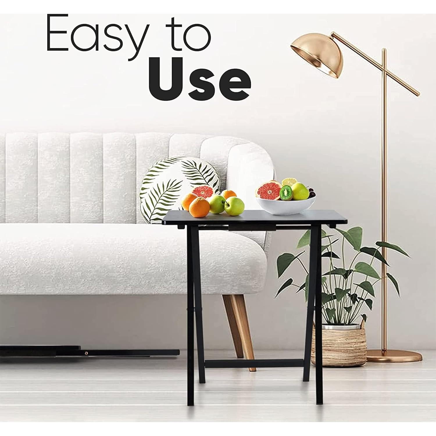 Conjunto de 2 Mesas Plegables PJ Wood, Color Negro, 48.4x37x66 cm