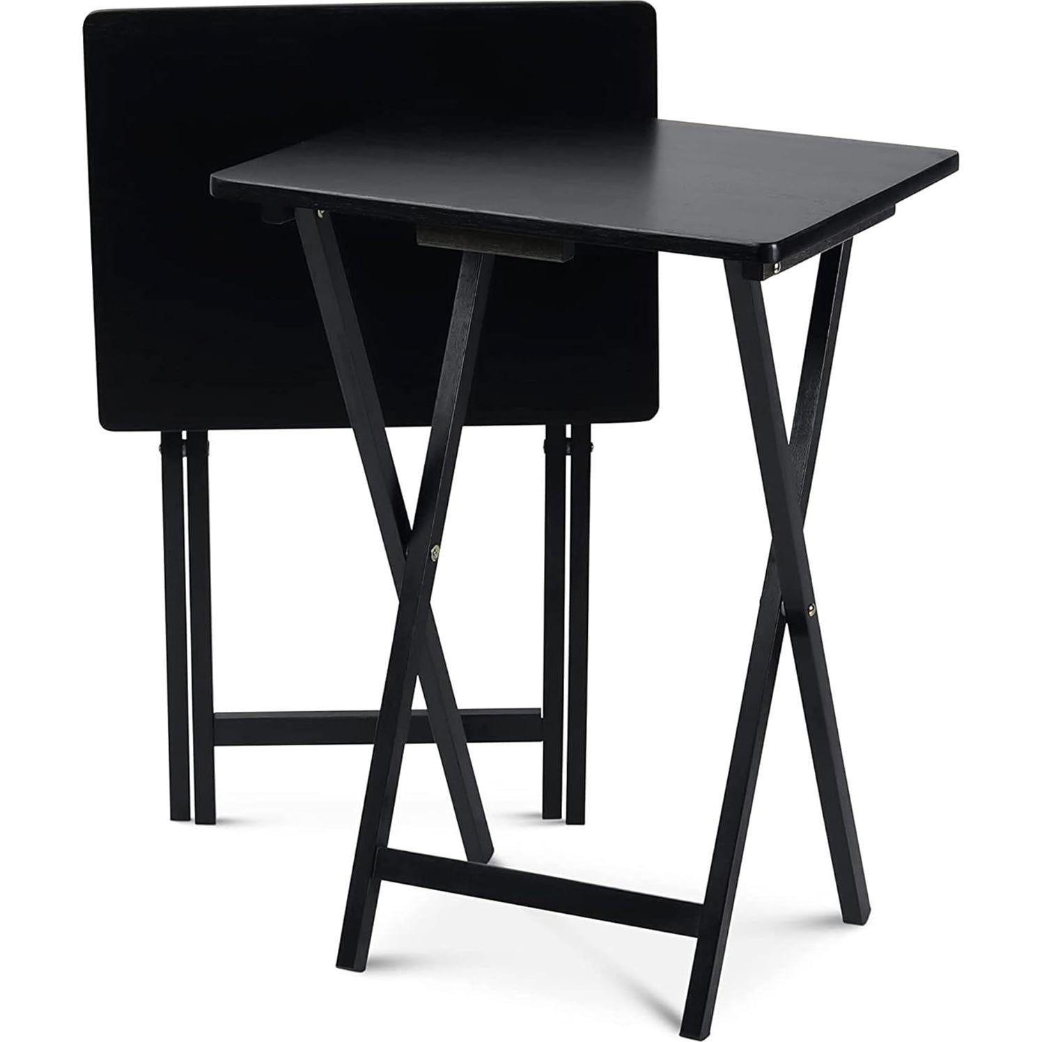 Conjunto de 2 Mesas Plegables PJ Wood, Color Negro, 48.4x37x66 cm