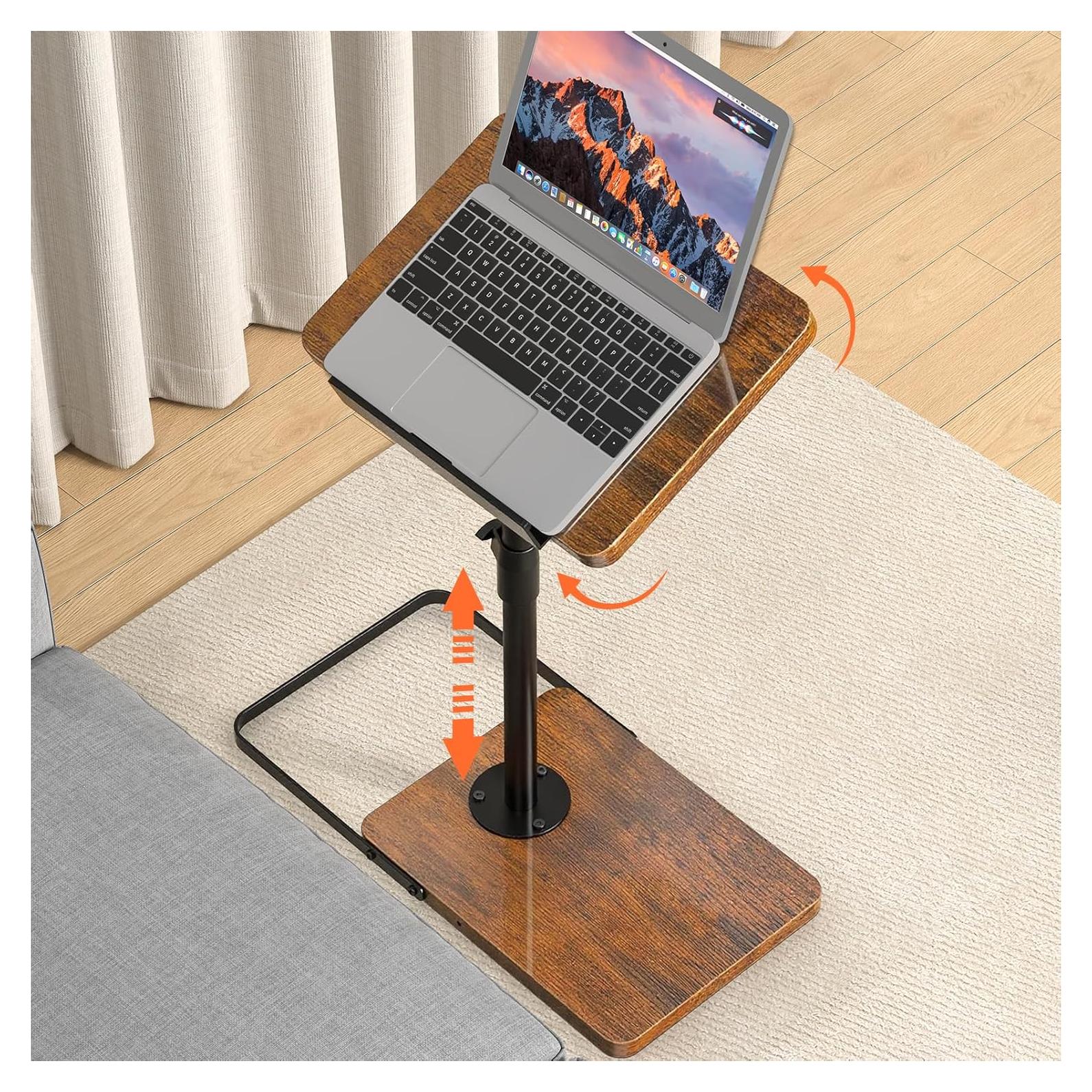 Mesa lateral ajustable Dataroad BZ-002, madera marrón, 360° giratoria