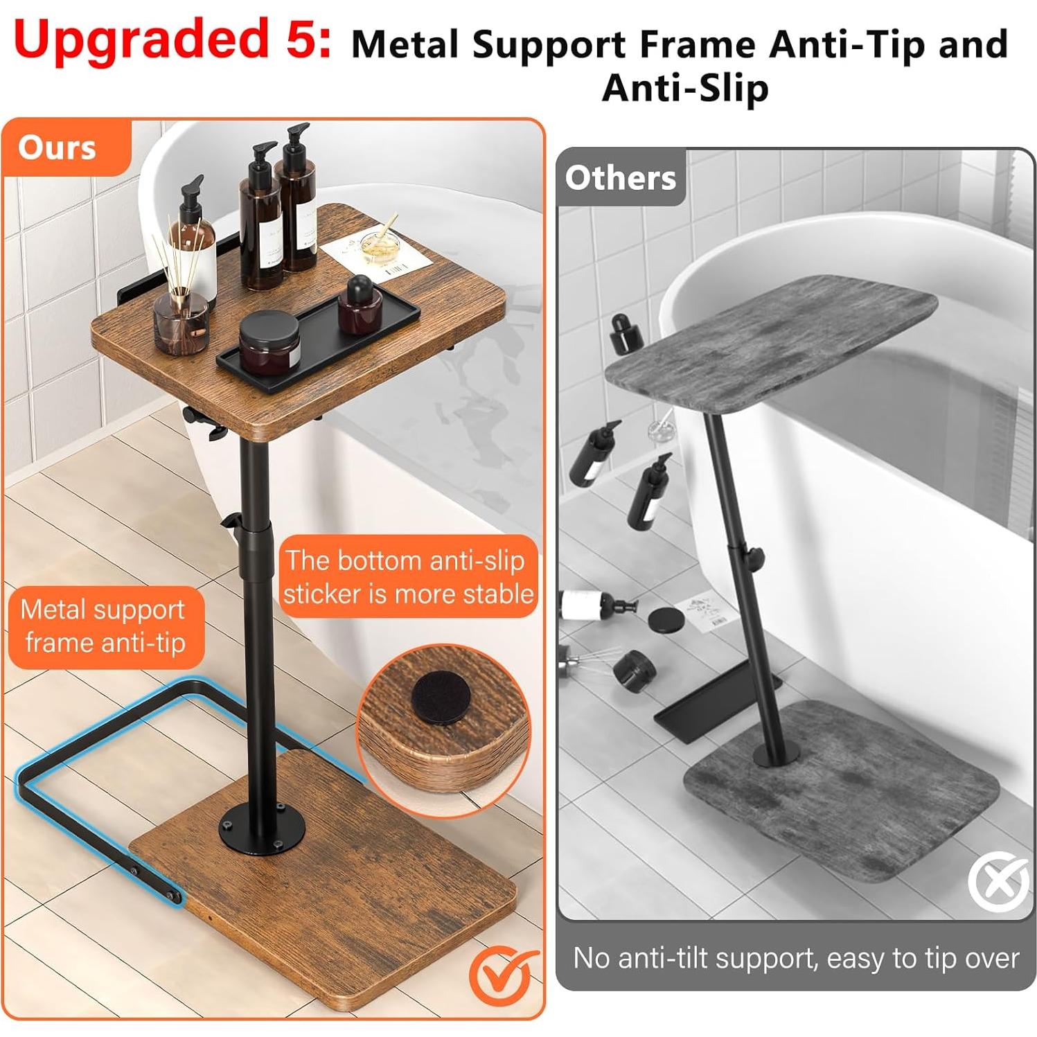 Mesa lateral ajustable Dataroad BZ-002, madera marrón, 360° giratoria
