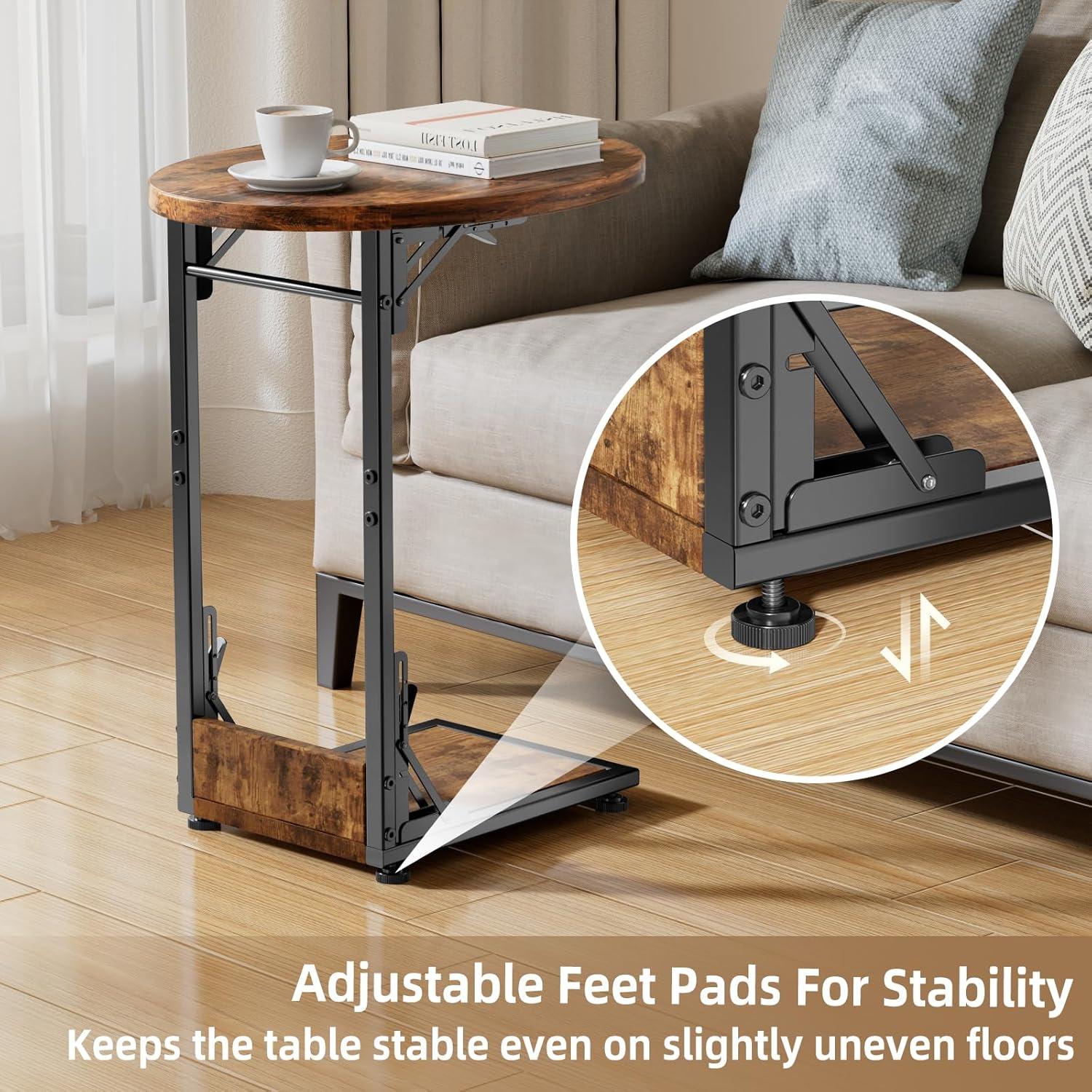 Mesa Lateral Plegable Elbourn Vintage, Metal y Madera 64 cm