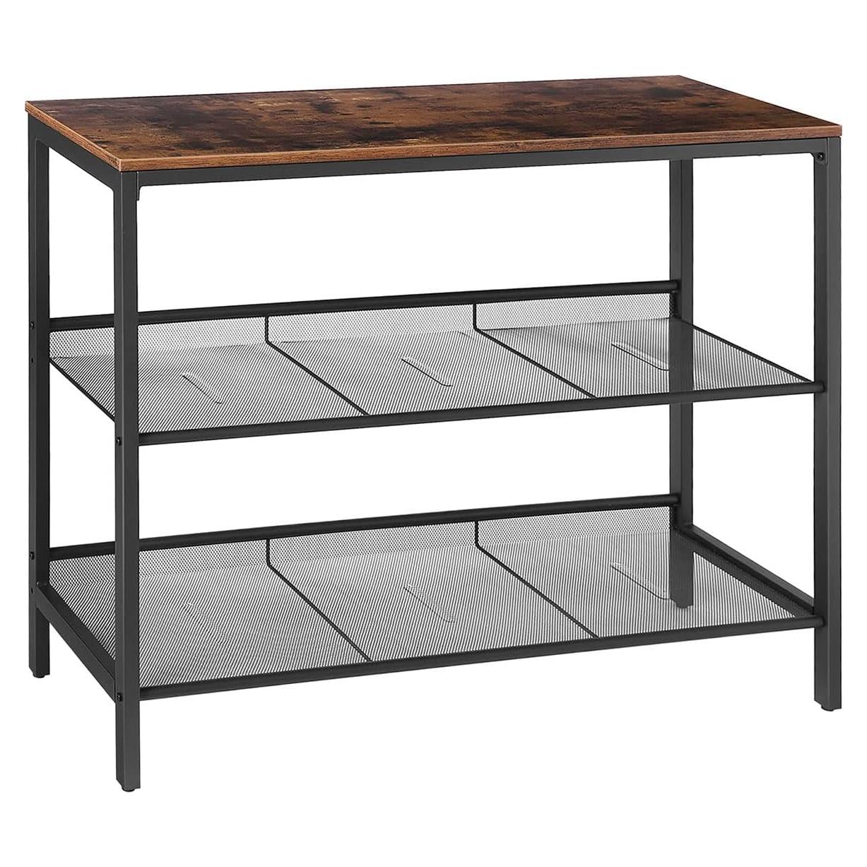 Mesa Consola HOOBRO SUVELAM, 100x35x80 cm, Marrón Rústico y Negro