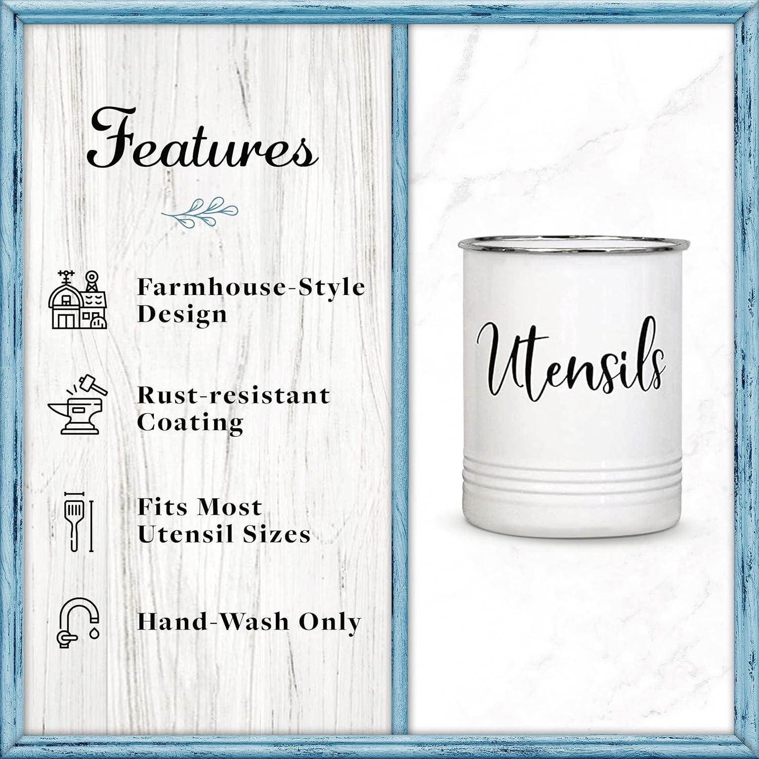 Soporte de Utensilios Vintage Home Acre Designs - Organizador 17x13.7cm - Blanco