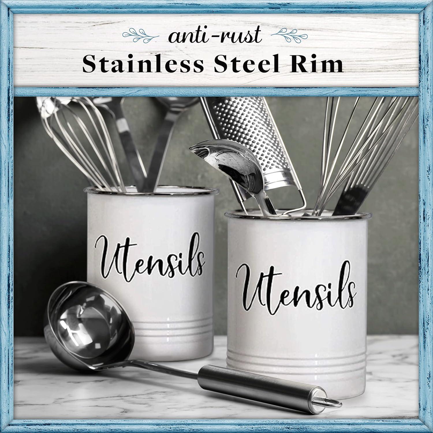 Soporte de Utensilios Vintage Home Acre Designs - Organizador 17x13.7cm - Blanco