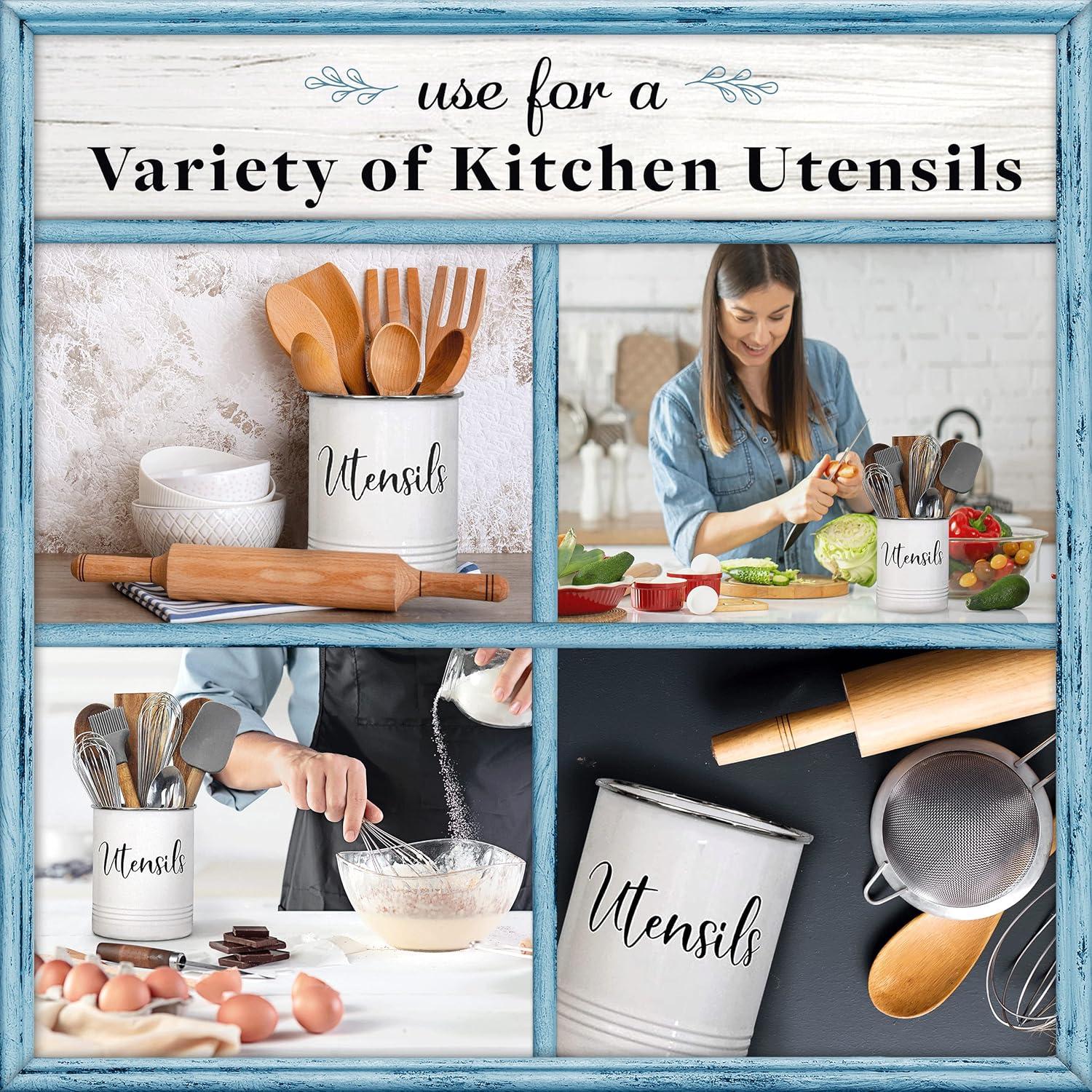 Soporte de Utensilios Vintage Home Acre Designs - Organizador 17x13.7cm - Blanco