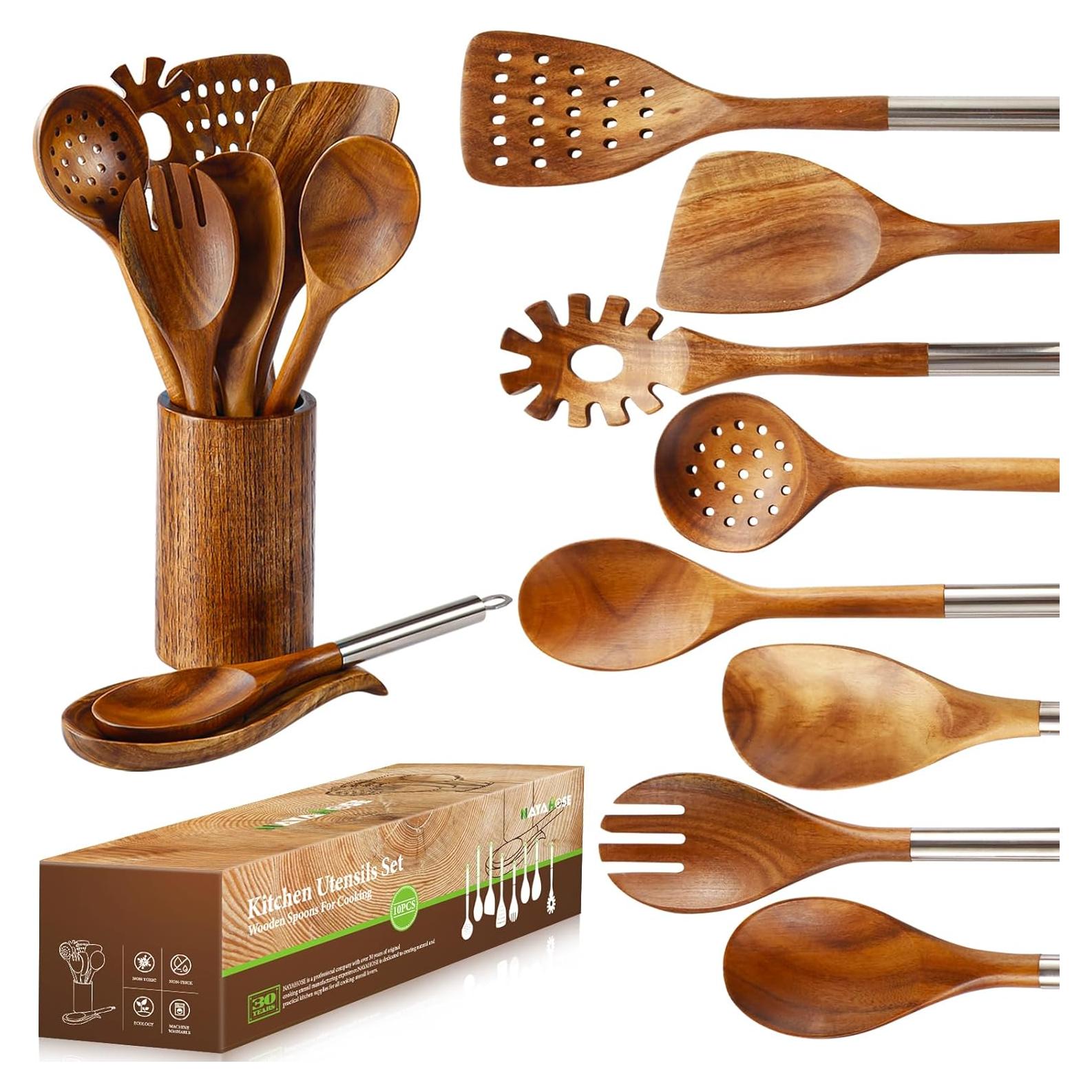 Juego de Utensilios de Cocina de Madera NAYAHOSE 10 Piezas