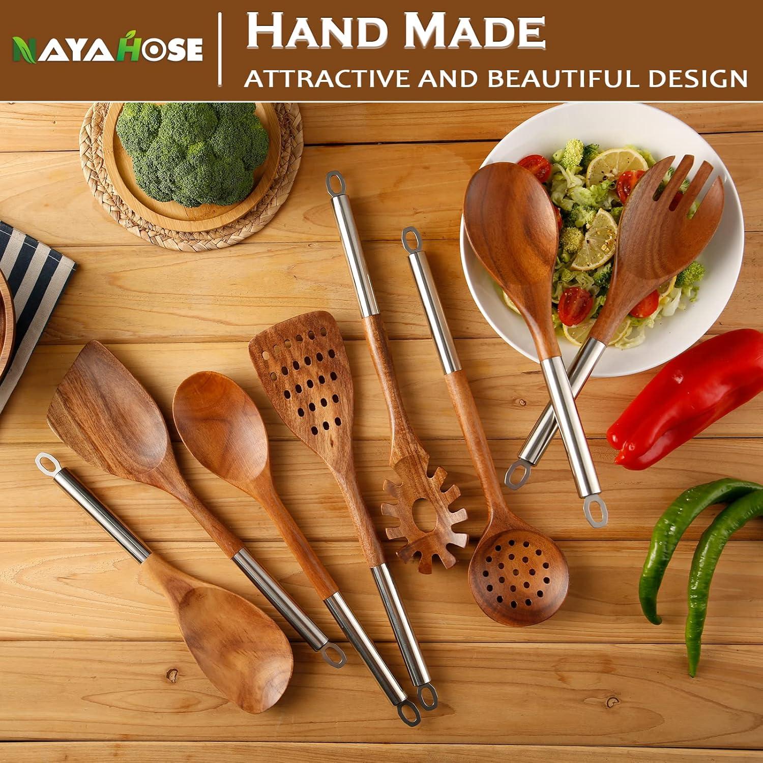 Juego de Utensilios de Cocina de Madera NAYAHOSE 10 Piezas
