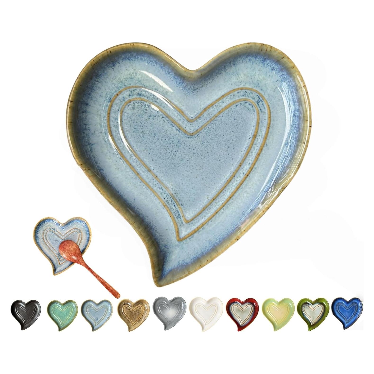 Reposap cucharas de cerámica Rhobtyne corazón azul mar