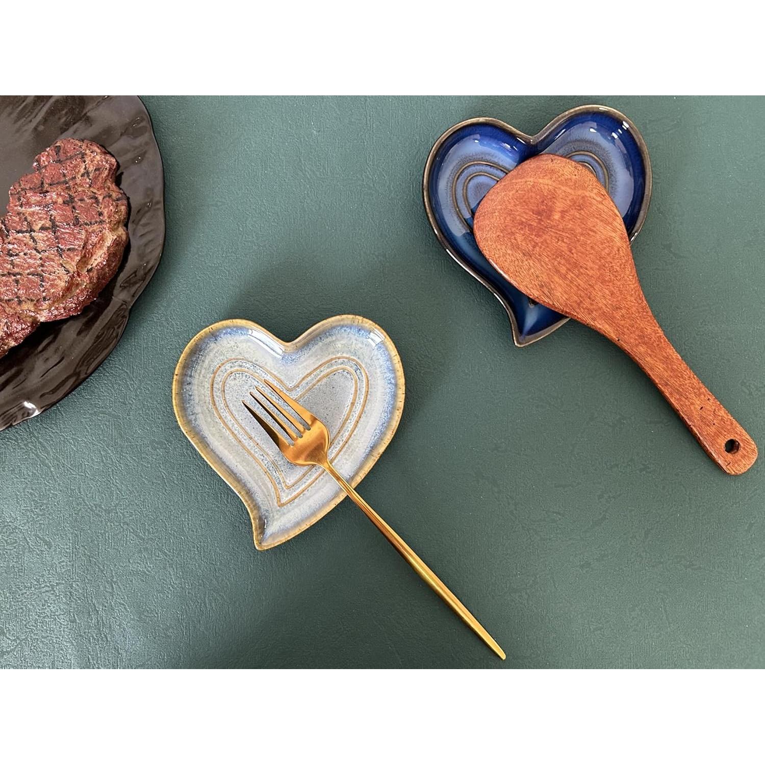 Reposap cucharas de cerámica Rhobtyne corazón azul mar