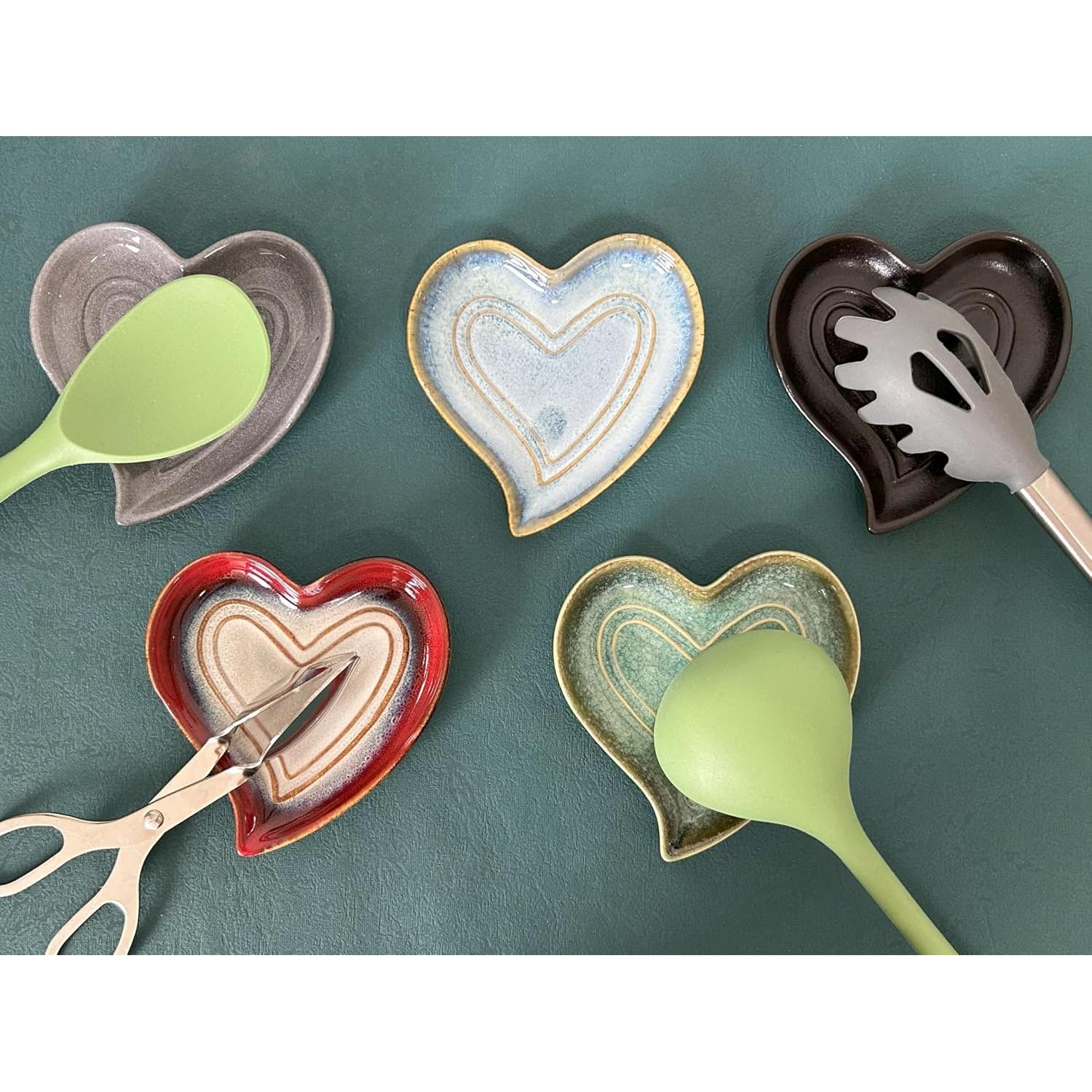 Reposap cucharas de cerámica Rhobtyne corazón azul mar