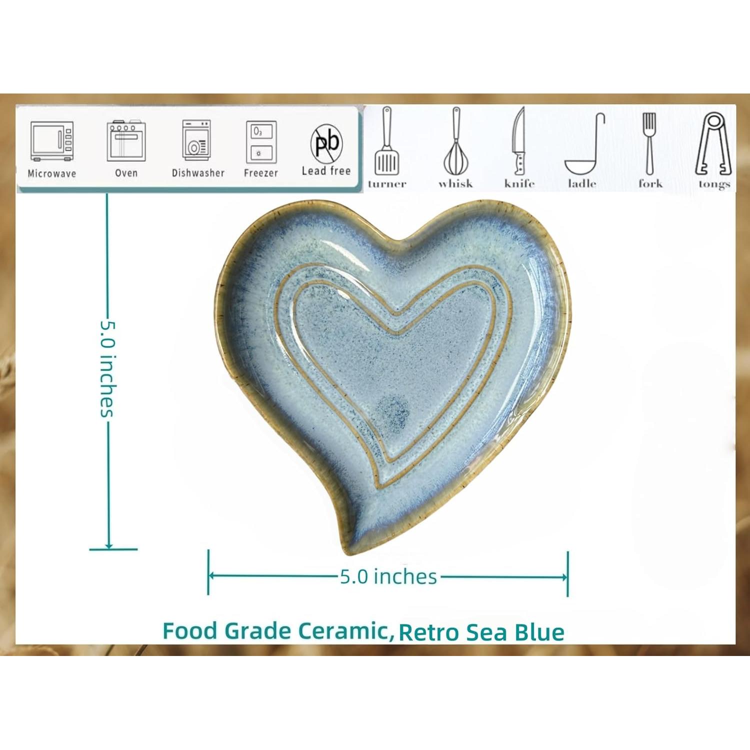 Reposap cucharas de cerámica Rhobtyne corazón azul mar
