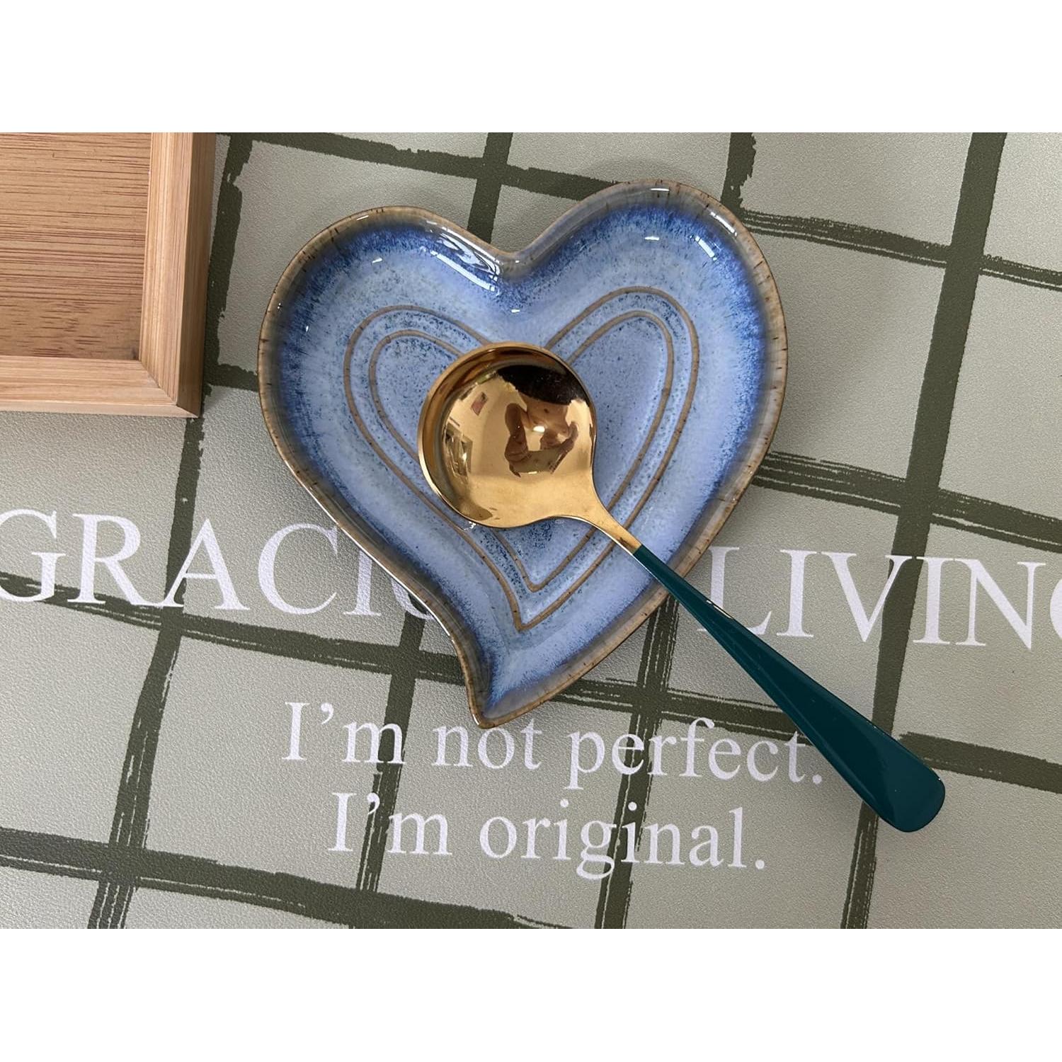 Reposap cucharas de cerámica Rhobtyne corazón azul mar