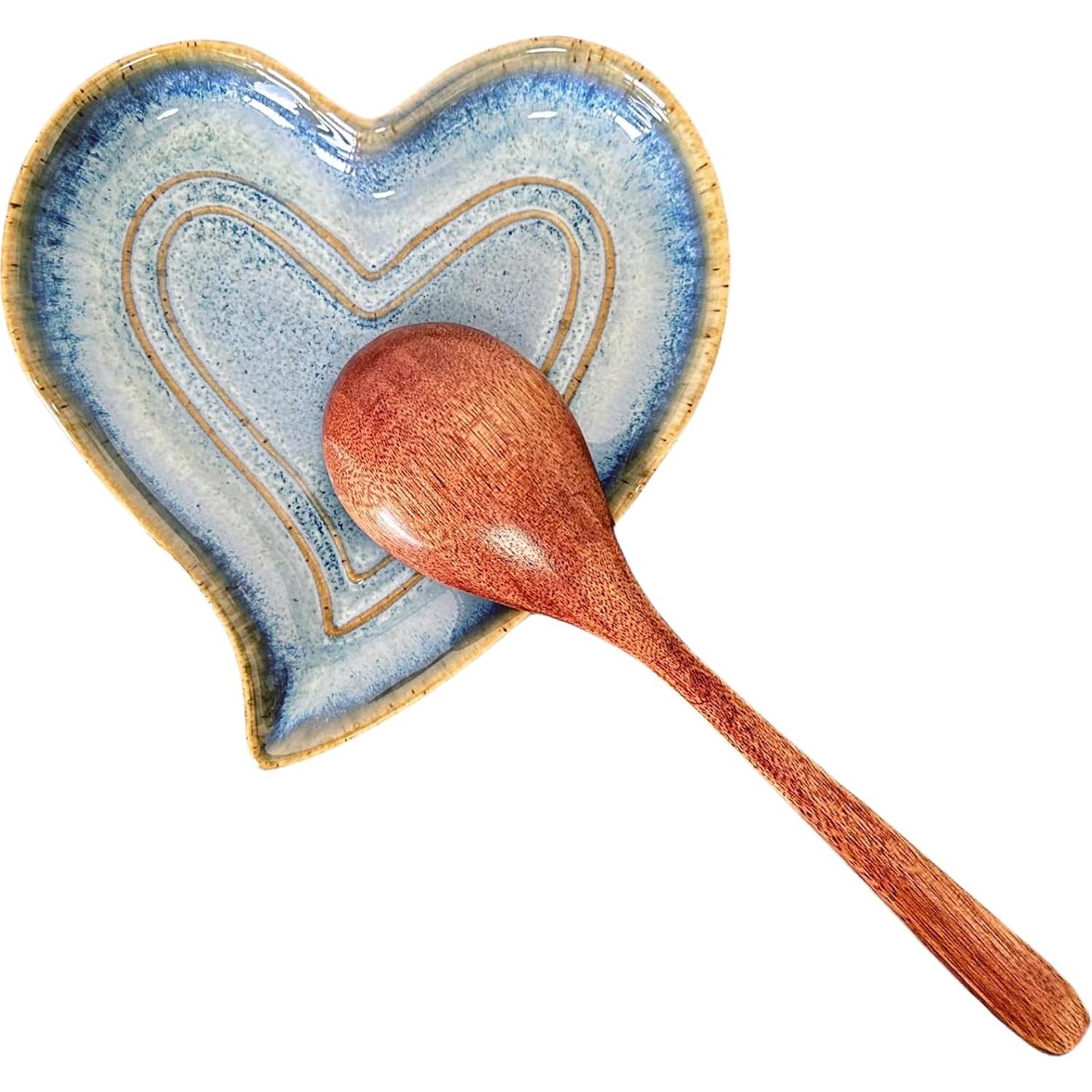 Reposap cucharas de cerámica Rhobtyne corazón azul mar