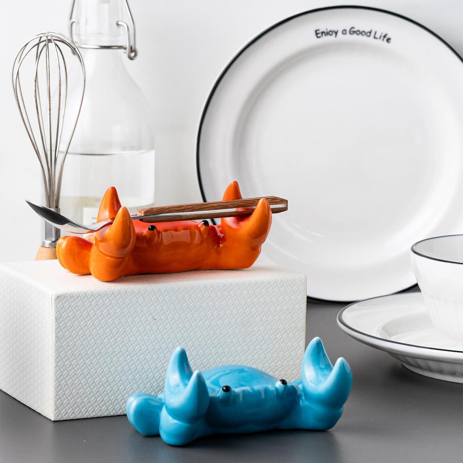 Soporte para cuchara de cerámica Cormomu cangrejo azul