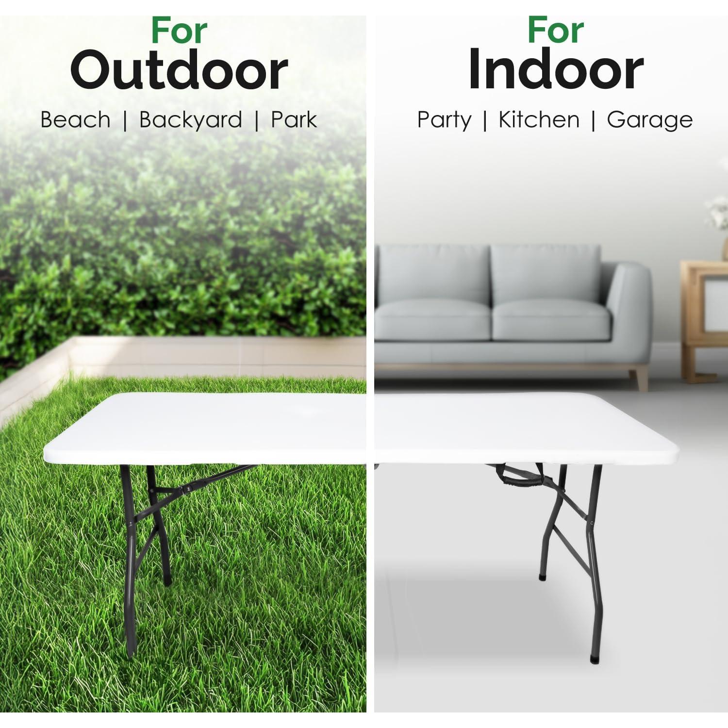 Mesa Plegable Blanca EconoHome 182x76 cm Alta Resistencia