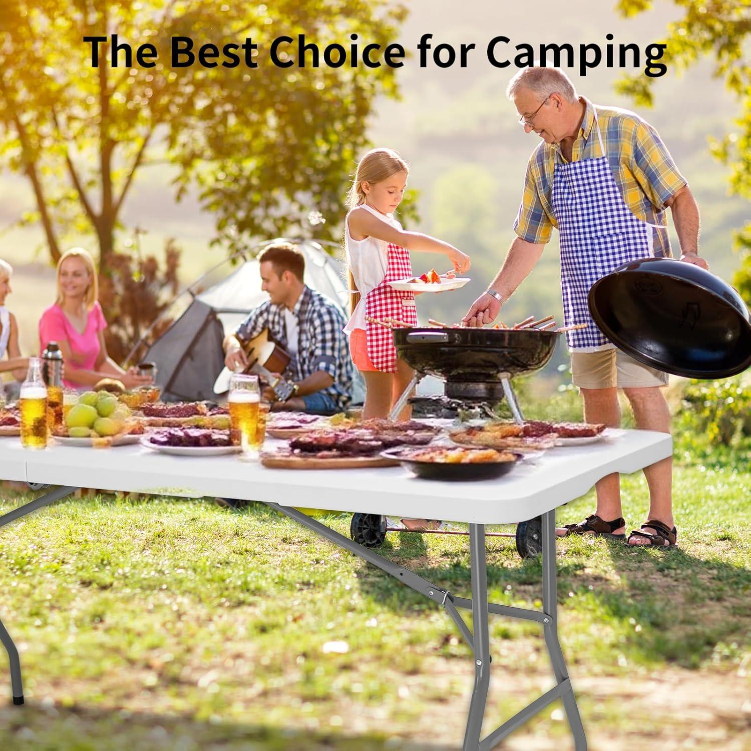 Mesa Plegable Portátil CHRONELLE HP-180 180x74 cm Blanca