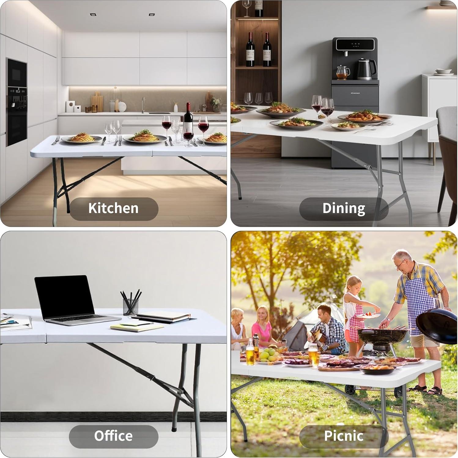 Mesa Plegable Portátil CHRONELLE HP-180 180x74 cm Blanca