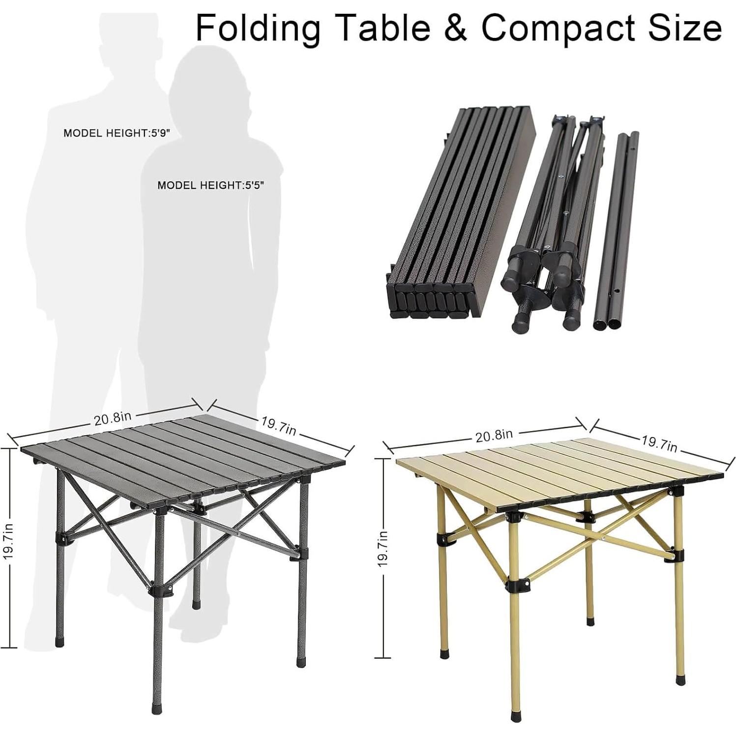 Mesa de Camping Plegable Majchomis 52.8 cm Negra para 4 Personas